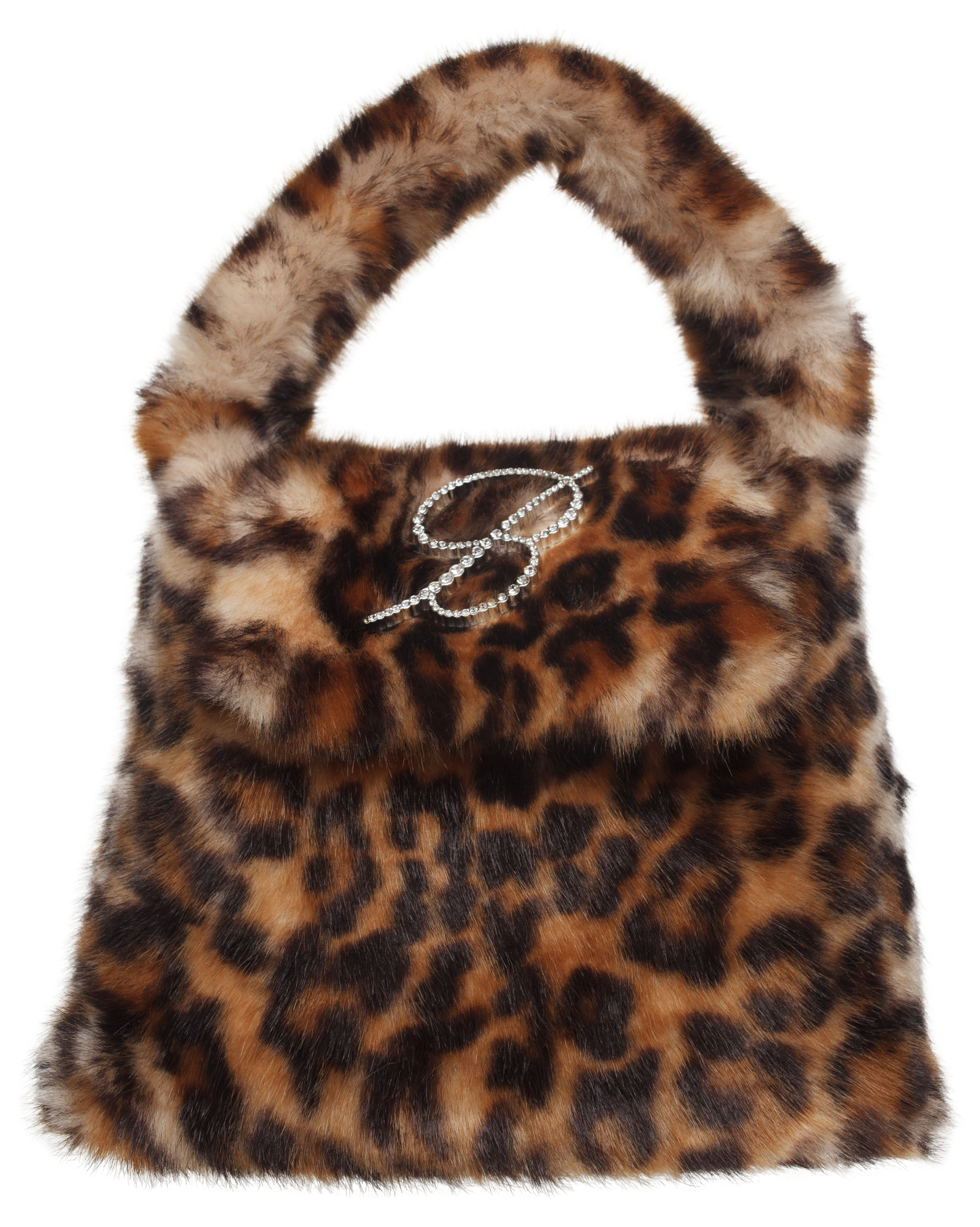 Shop Blumarine Leopard-print Faux-fur Shoulder Bag In Brown