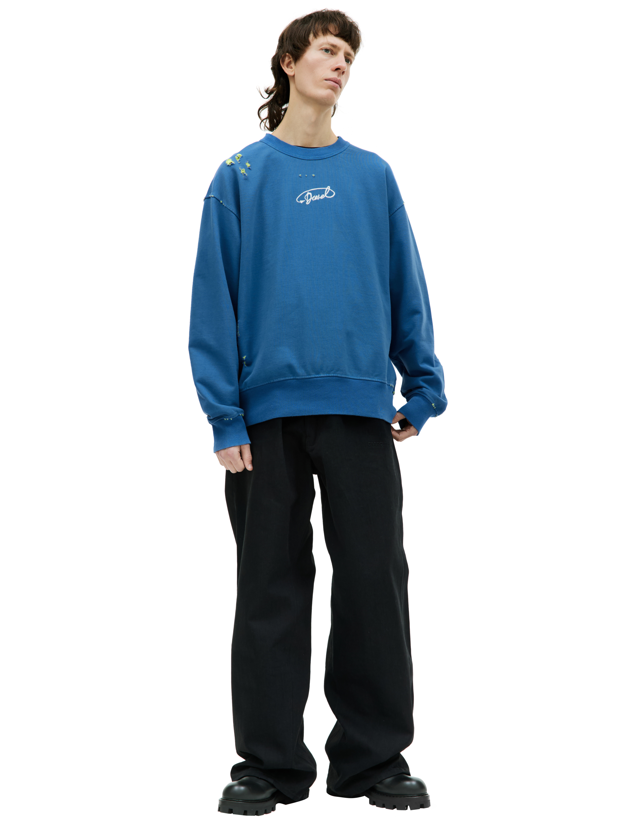 Shop Diesel S-macs Ripped Sweatshirt In Blue