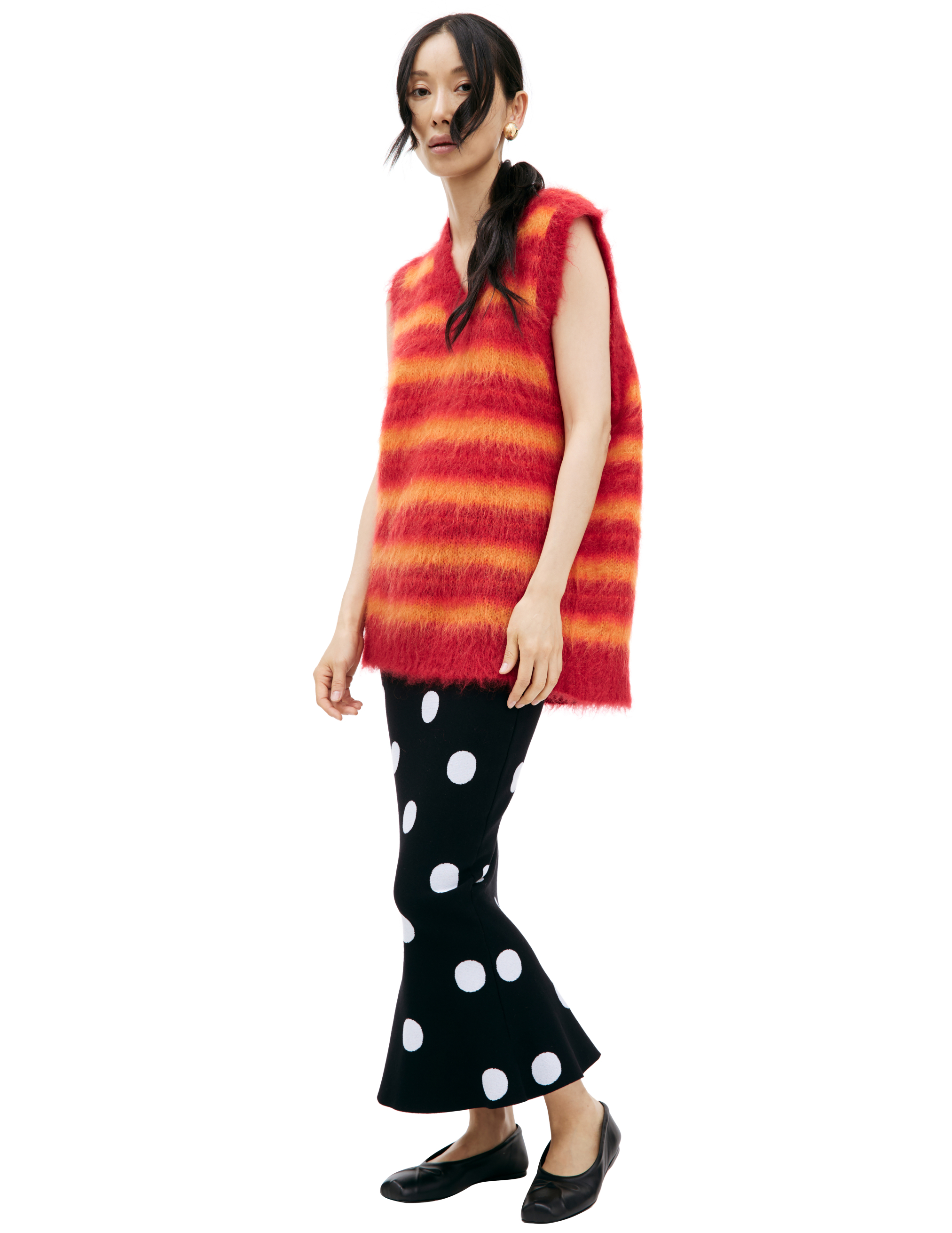 Shop Marni Oversize Striped Vest In Red