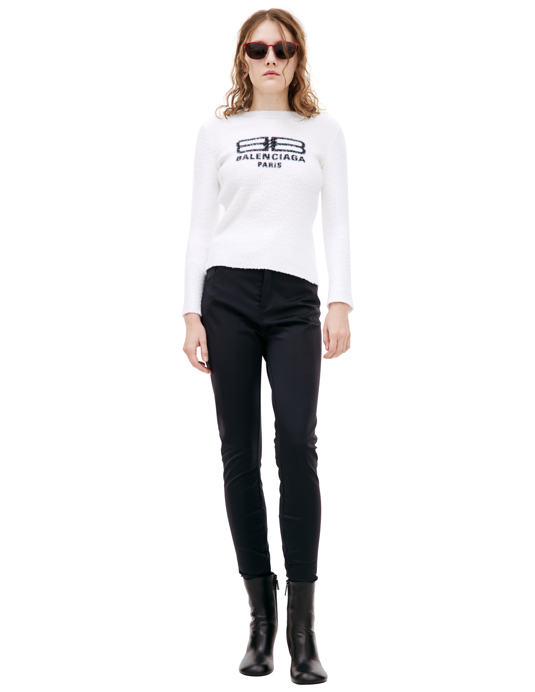 Shop Balenciaga White Logo Sweater