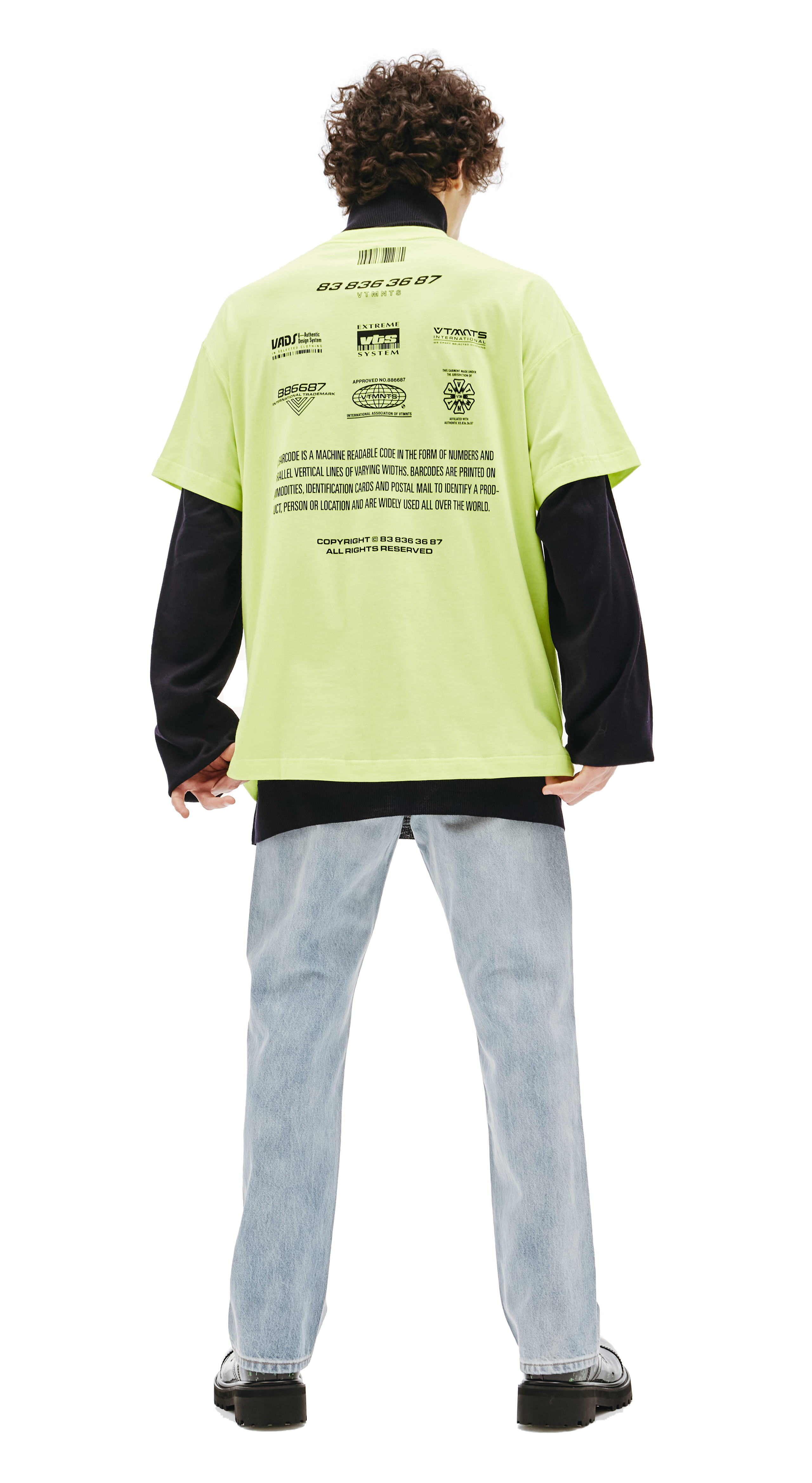 Buy VTMNTS men green all rights reserved t-shirt for $225