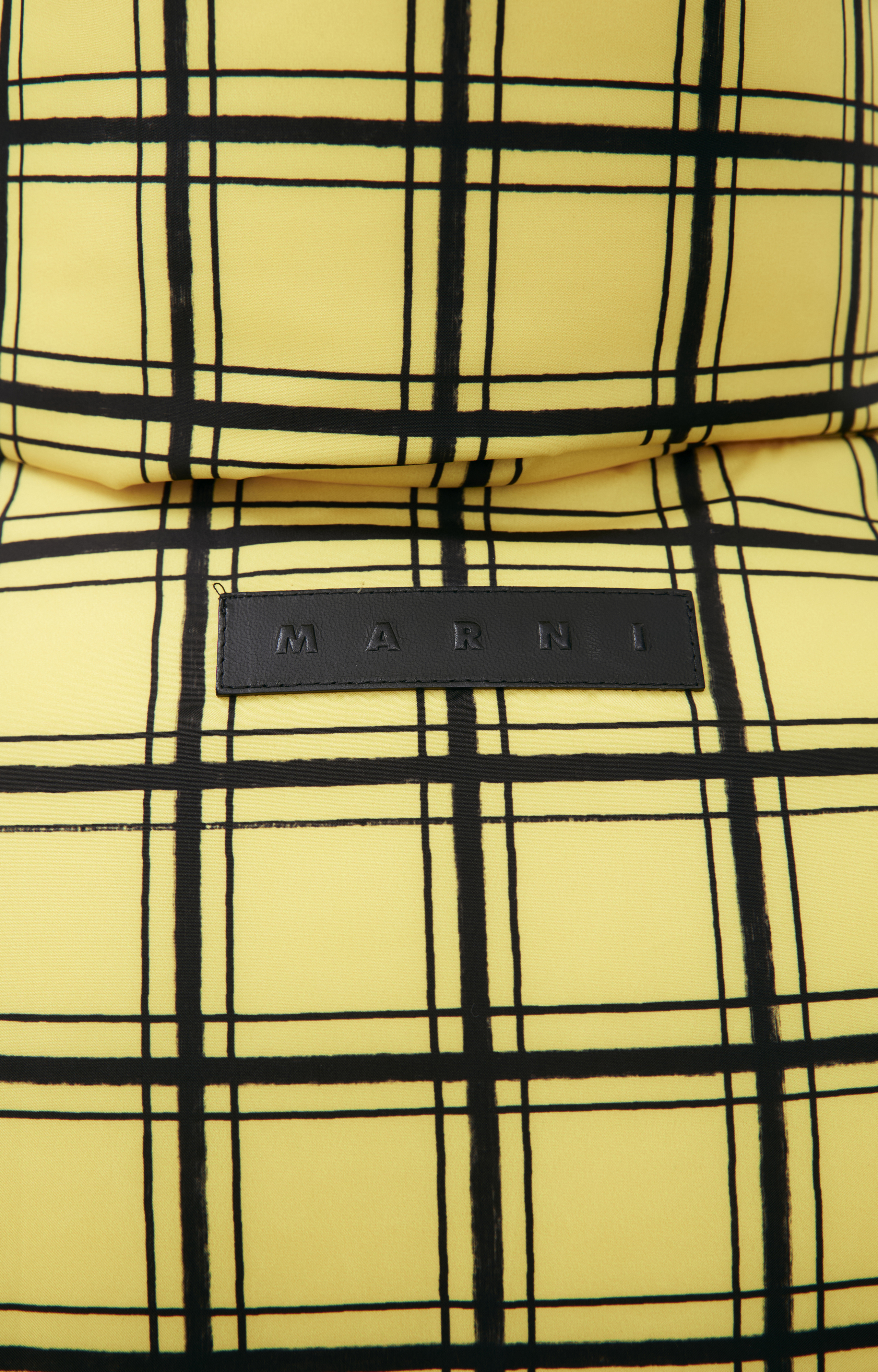 Buy Marni women yellow high-neck plaid down jacket for