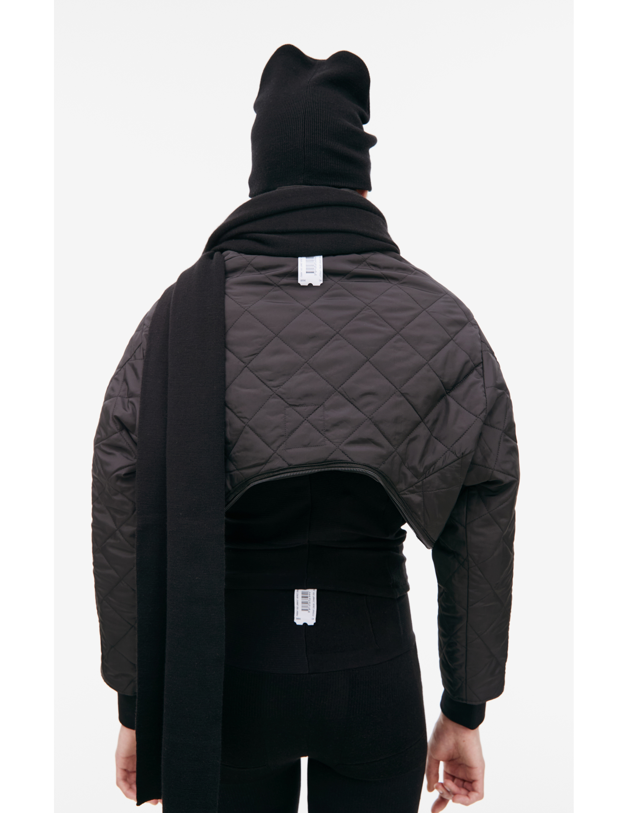 Prototypes Jacket With A Sewn-in Scarf In Black
