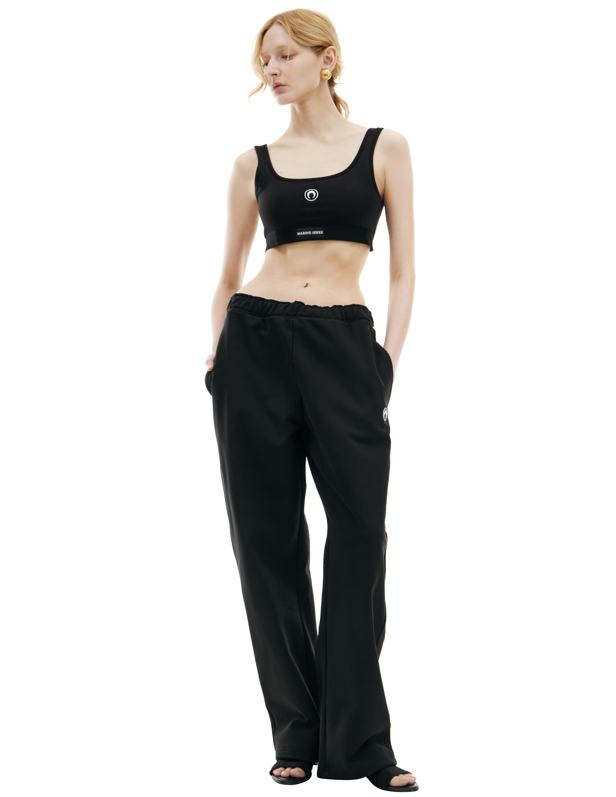 Marine Serre Black Logo Bra In Black