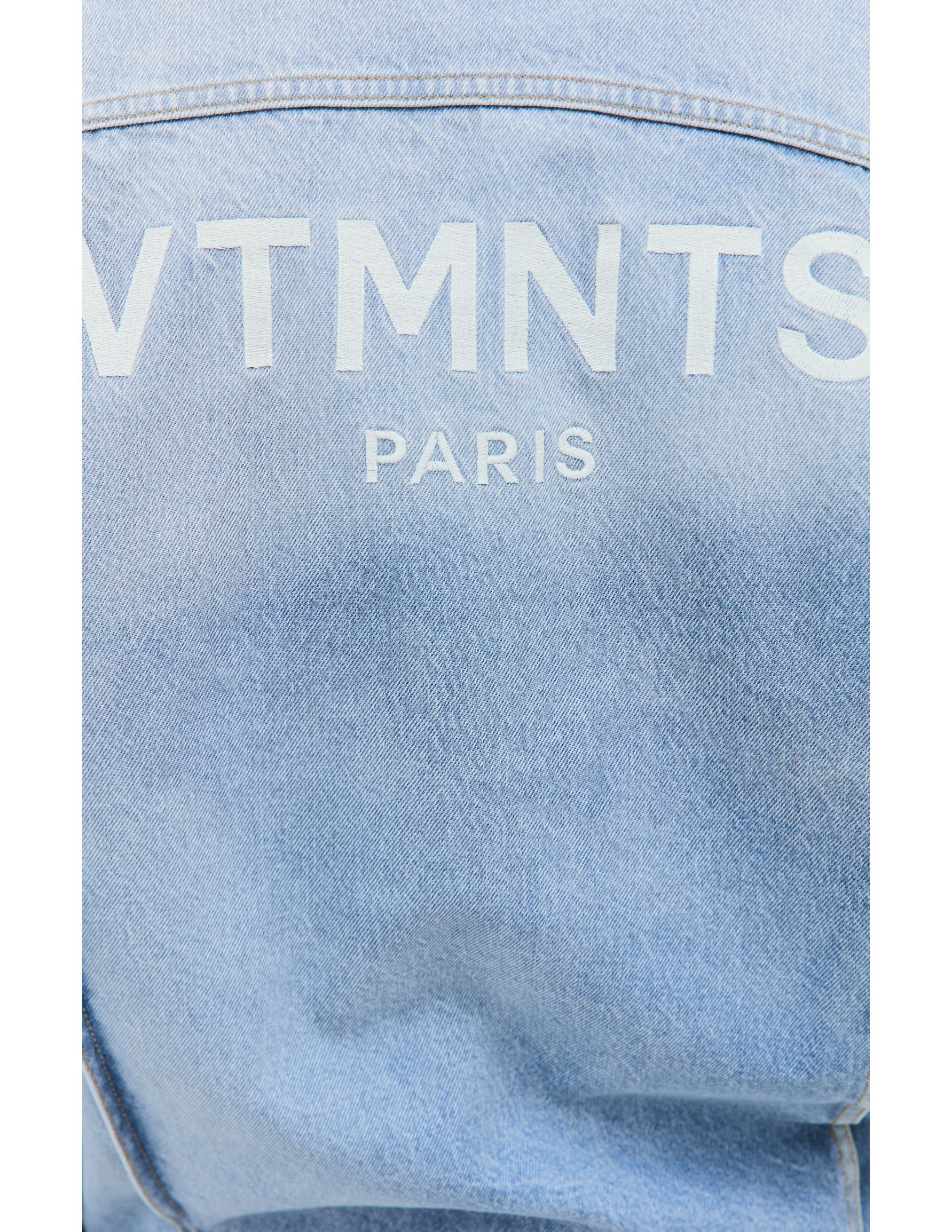 Shop Vtmnts Embroidered Logo Denim Jacket In Blue