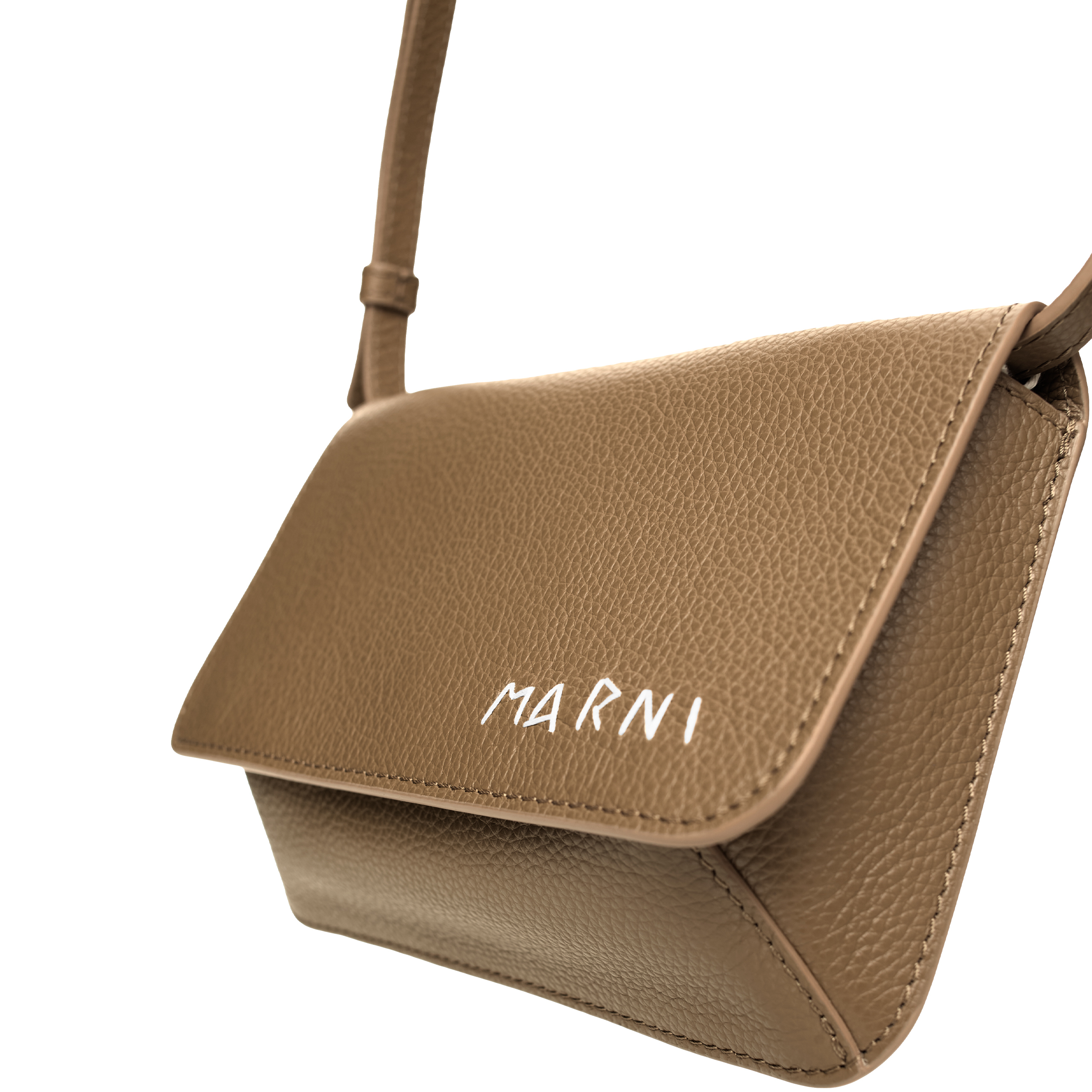 Shop Marni Beige Hand-stitched Bag