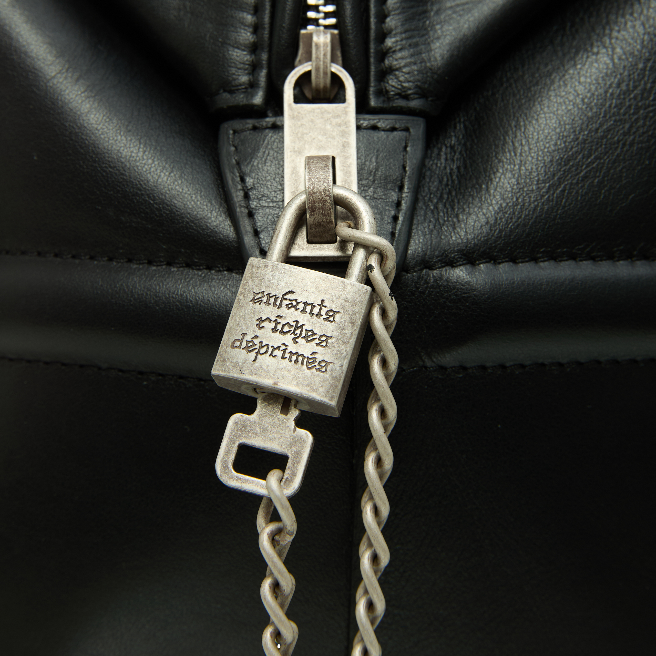 Enfants Riches Deprimes Leather Bowling Bag With Logo In Black