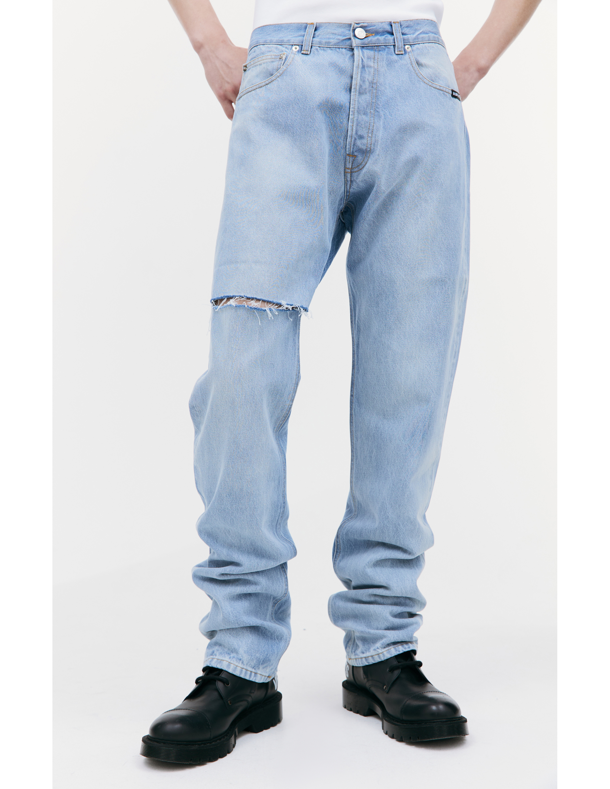 Shop Vtmnts Blue Ripped Jeans