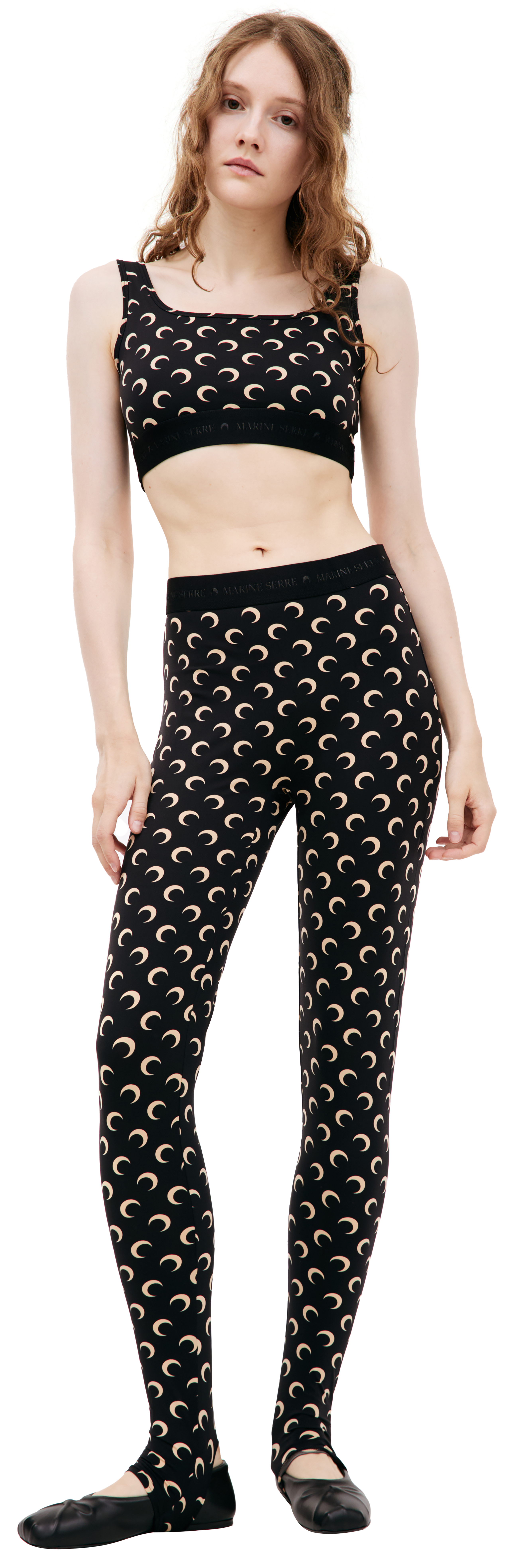 Buy MARINE SERRE women black moon all over logo bra for $154
