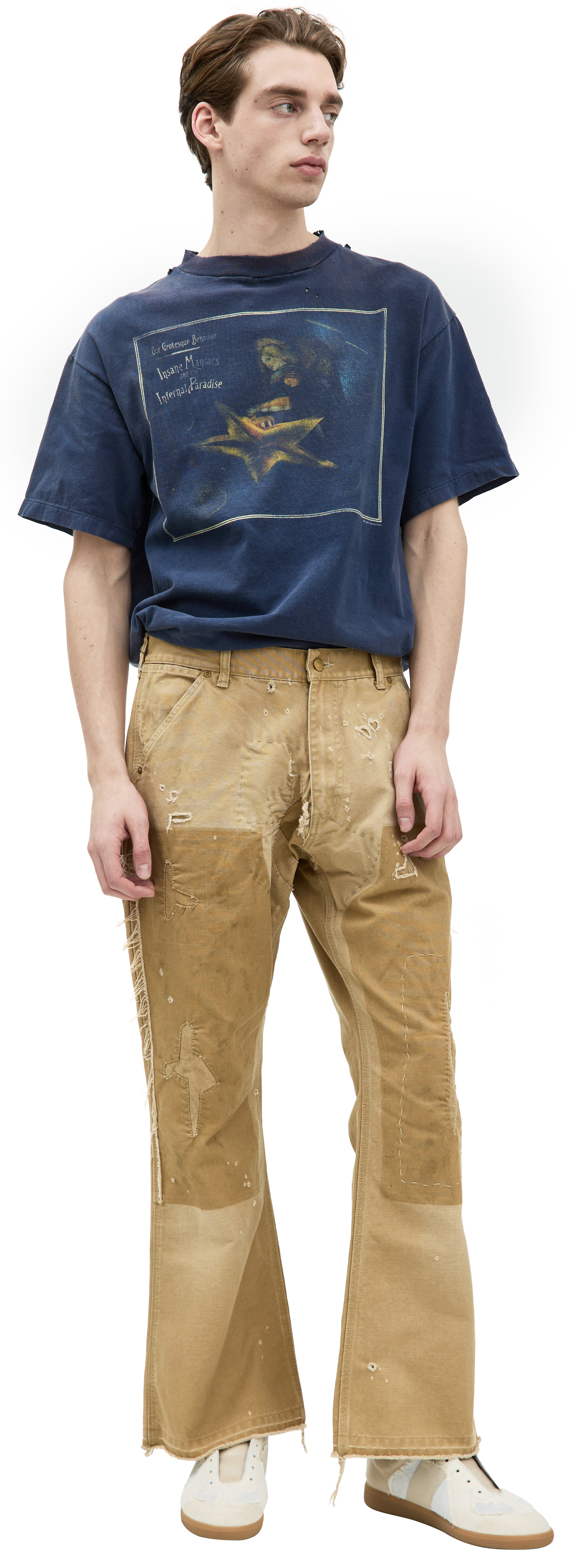 メンズウェア simxxxx Buy Saint Mxxxxxx men beige double knee trousers for $938 online
