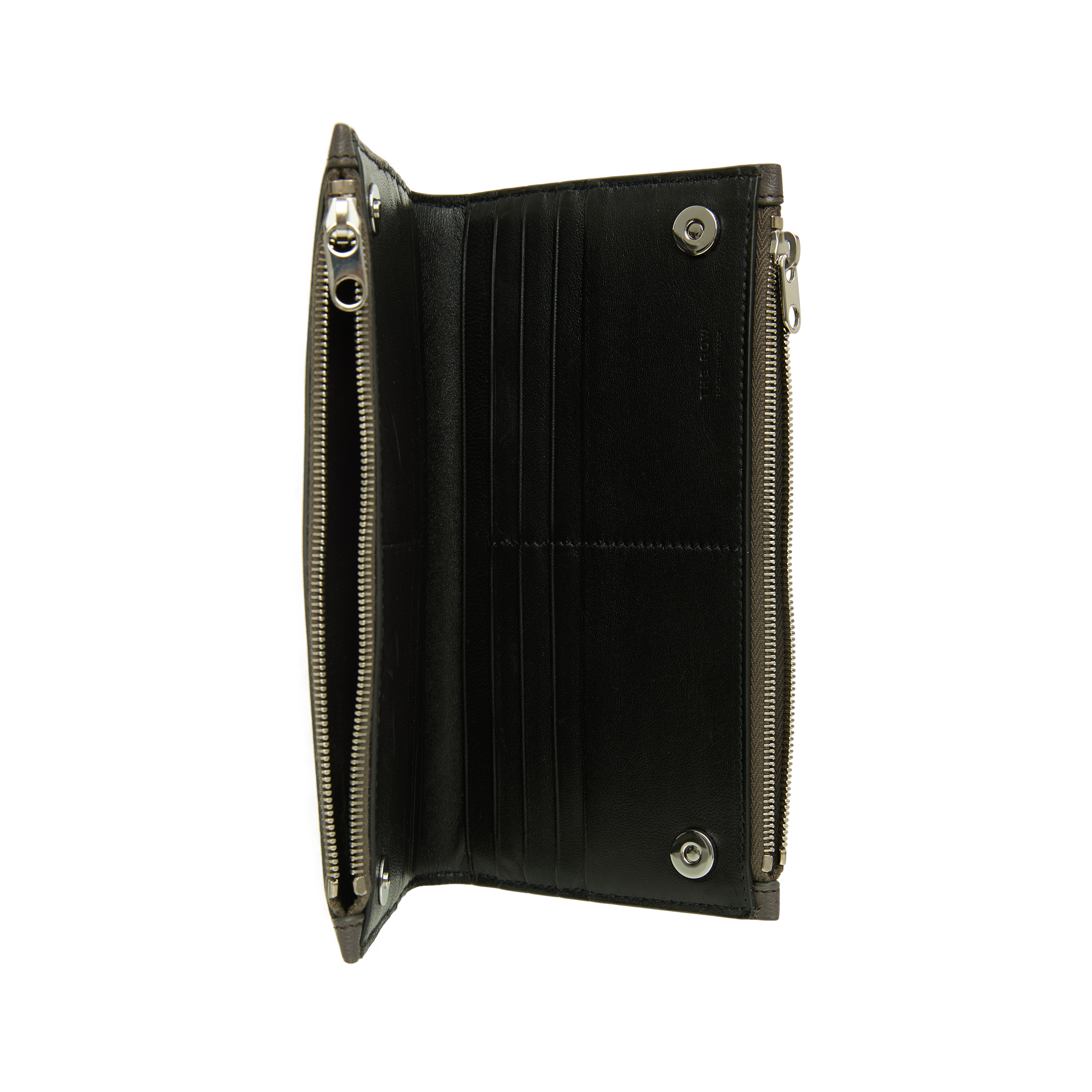 The Row Zippered Leather Wallet In Grey