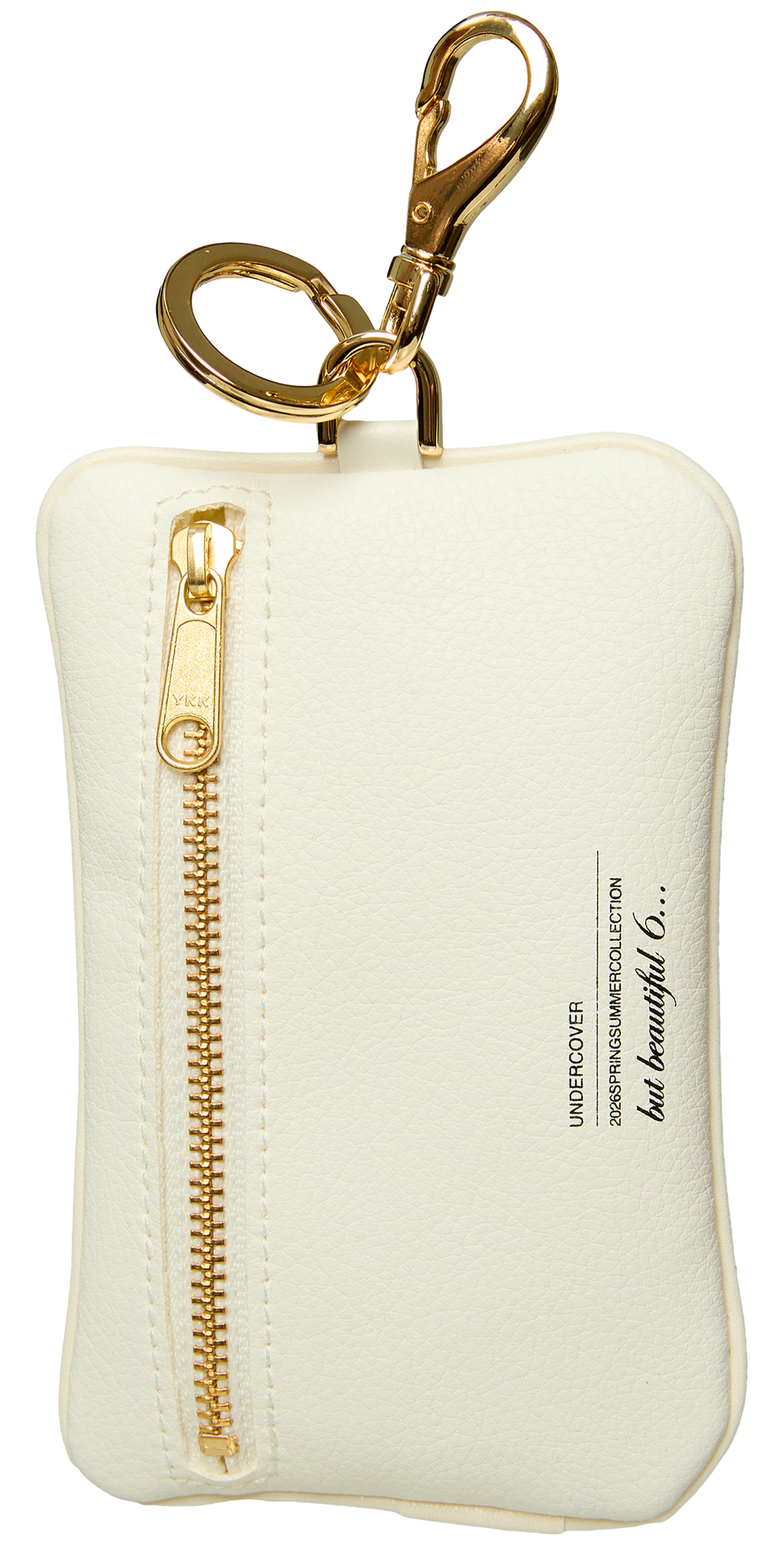 Buy Undercover men beige wallet with a gold-colored carabiner for