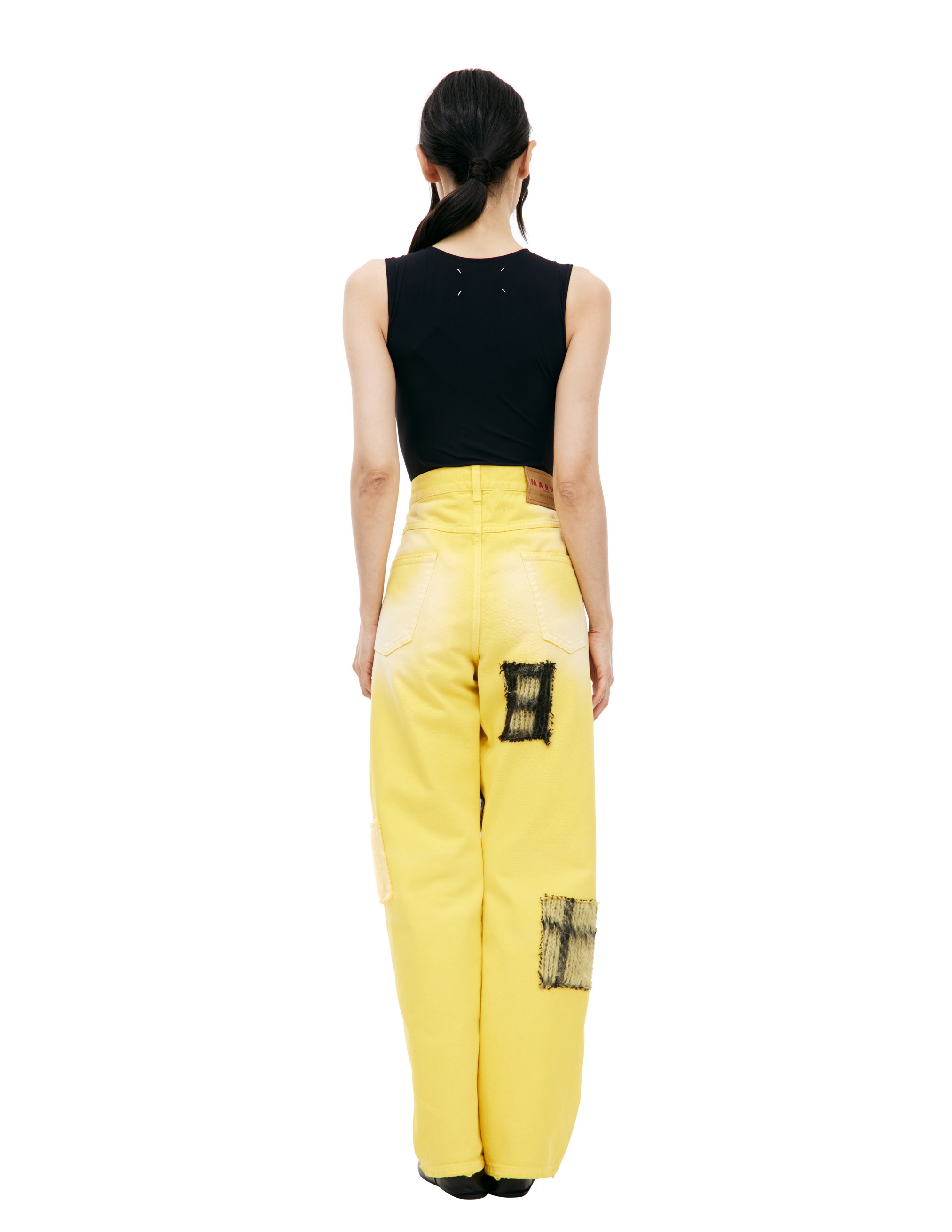 Shop Marni Yellow Jeans With Patches