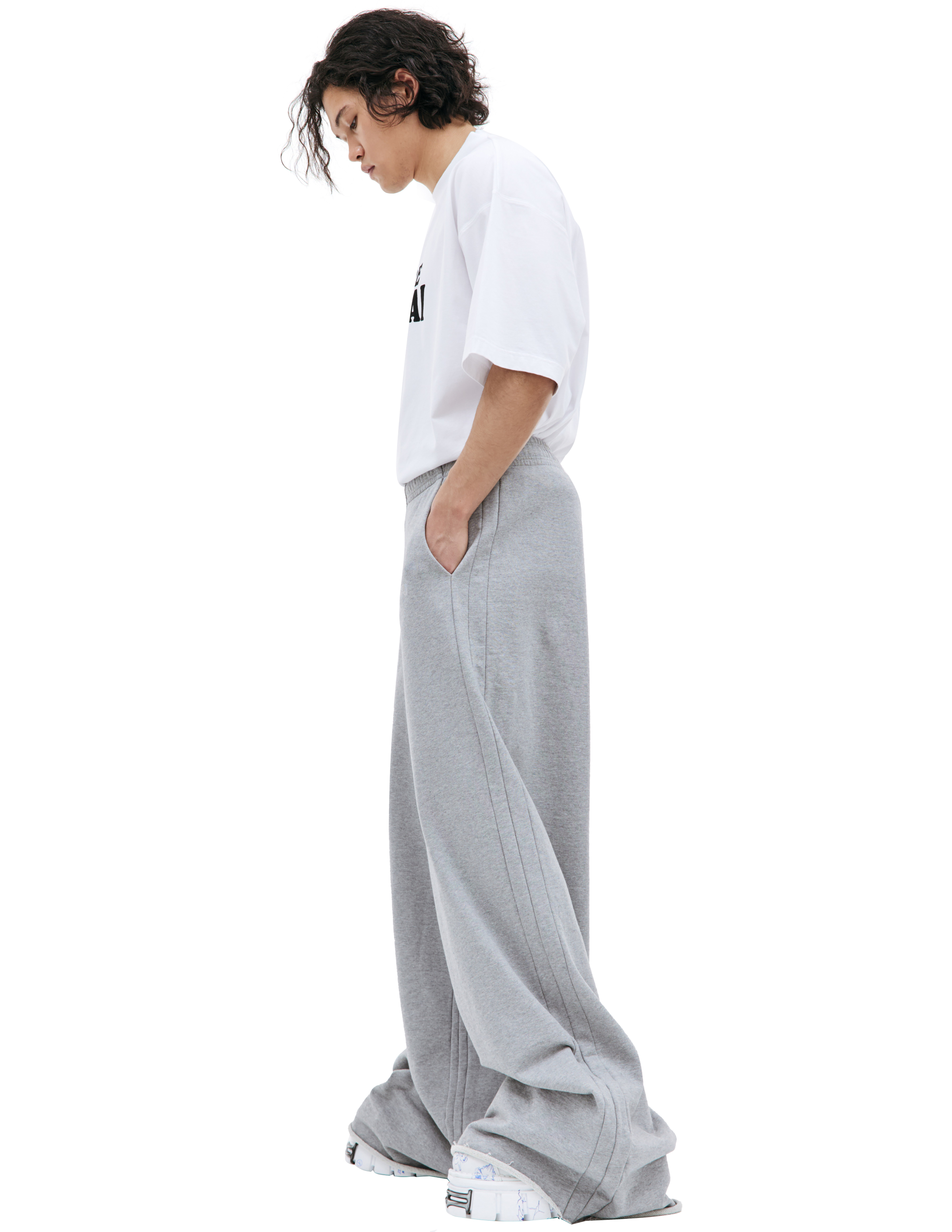 Shop Vetements Grey Embroidered Sweatpants