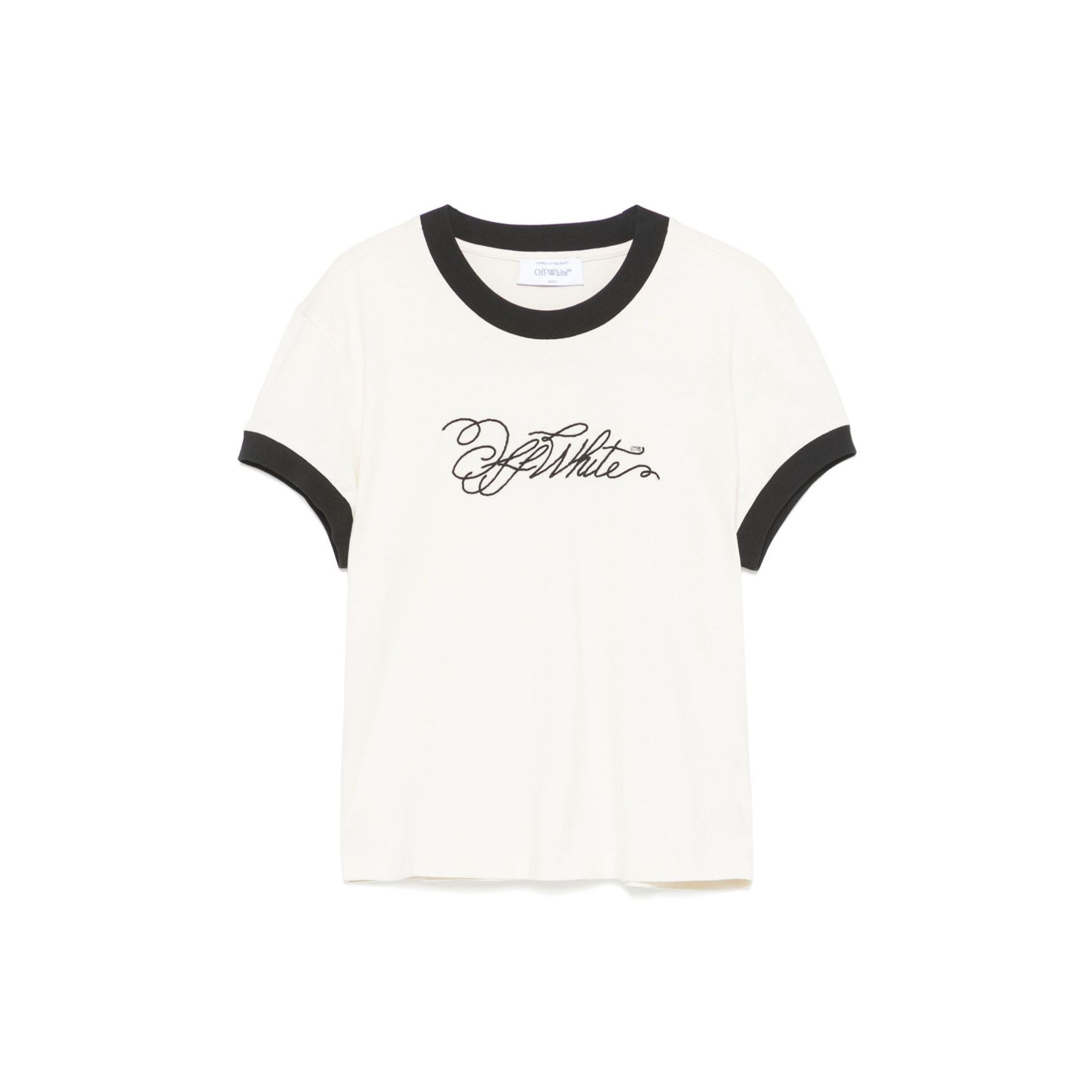 Tシャツ・カットソー OFF WHITE Women Tops OWAA112S25JER0030B10 White Buy Off White women logo embroidered t-shirt for $217 online