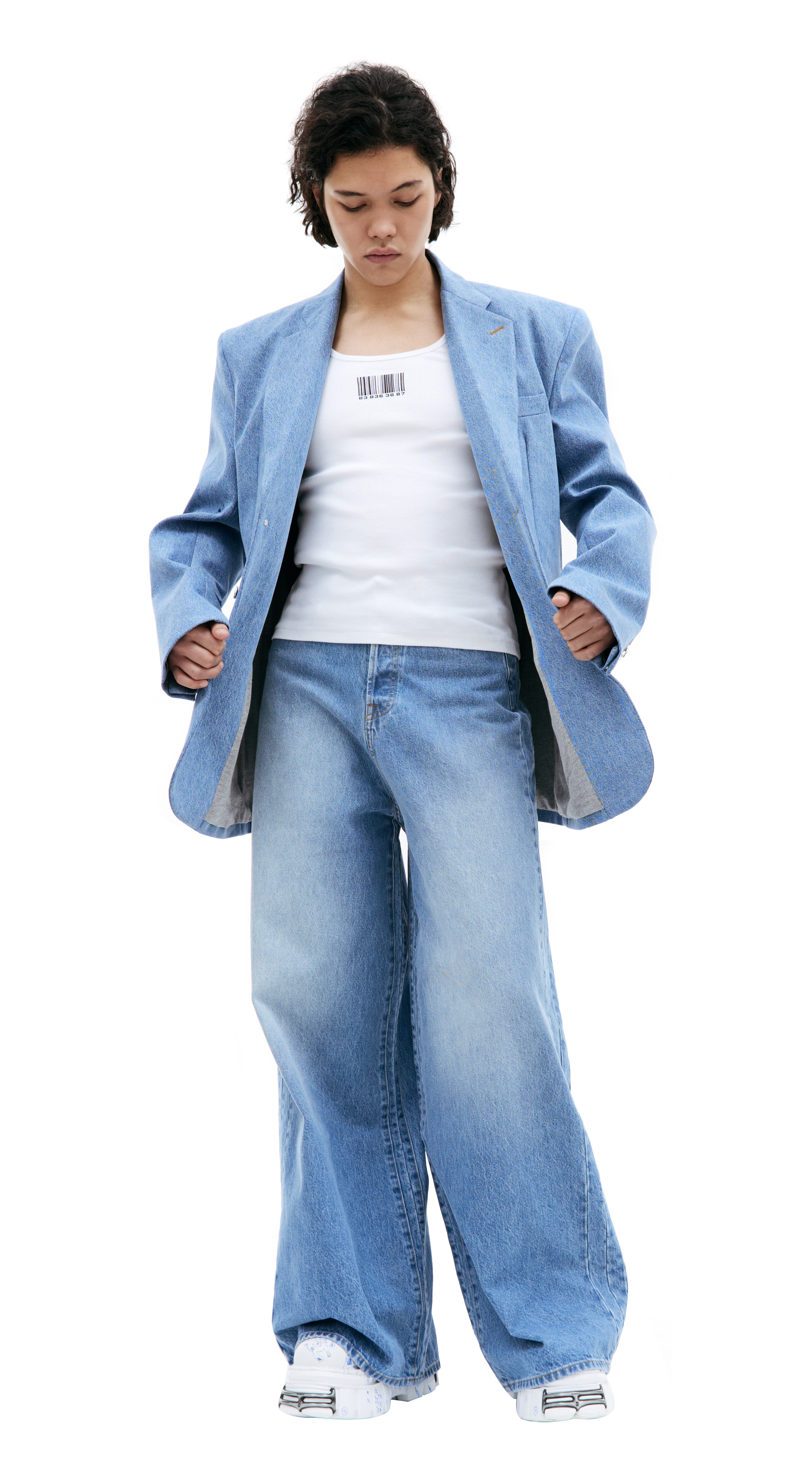 Buy VETEMENTS men blue denim oversized blazer for $1,403