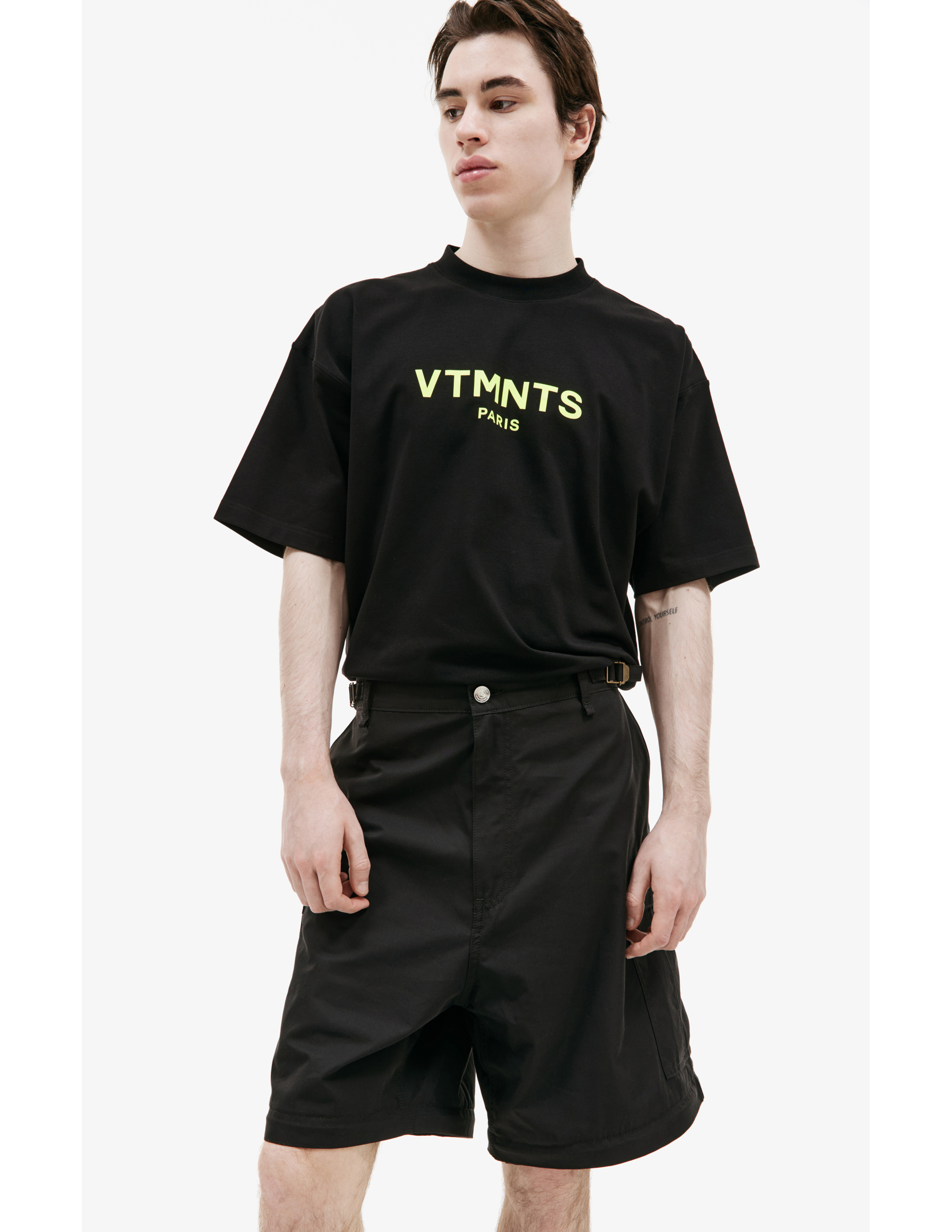 Shop Vtmnts Black Detachable Leg Cargo Trousers