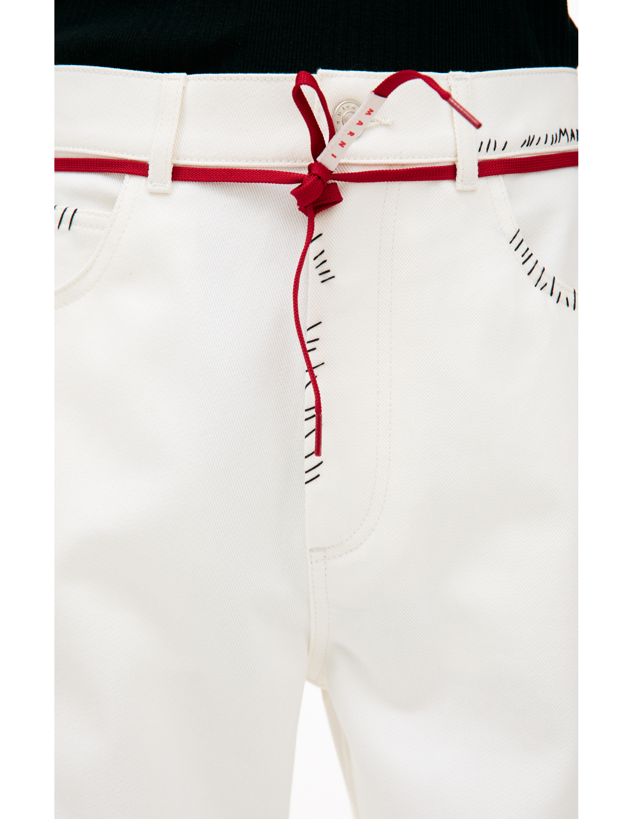 Shop Marni White Drawstring Jeans