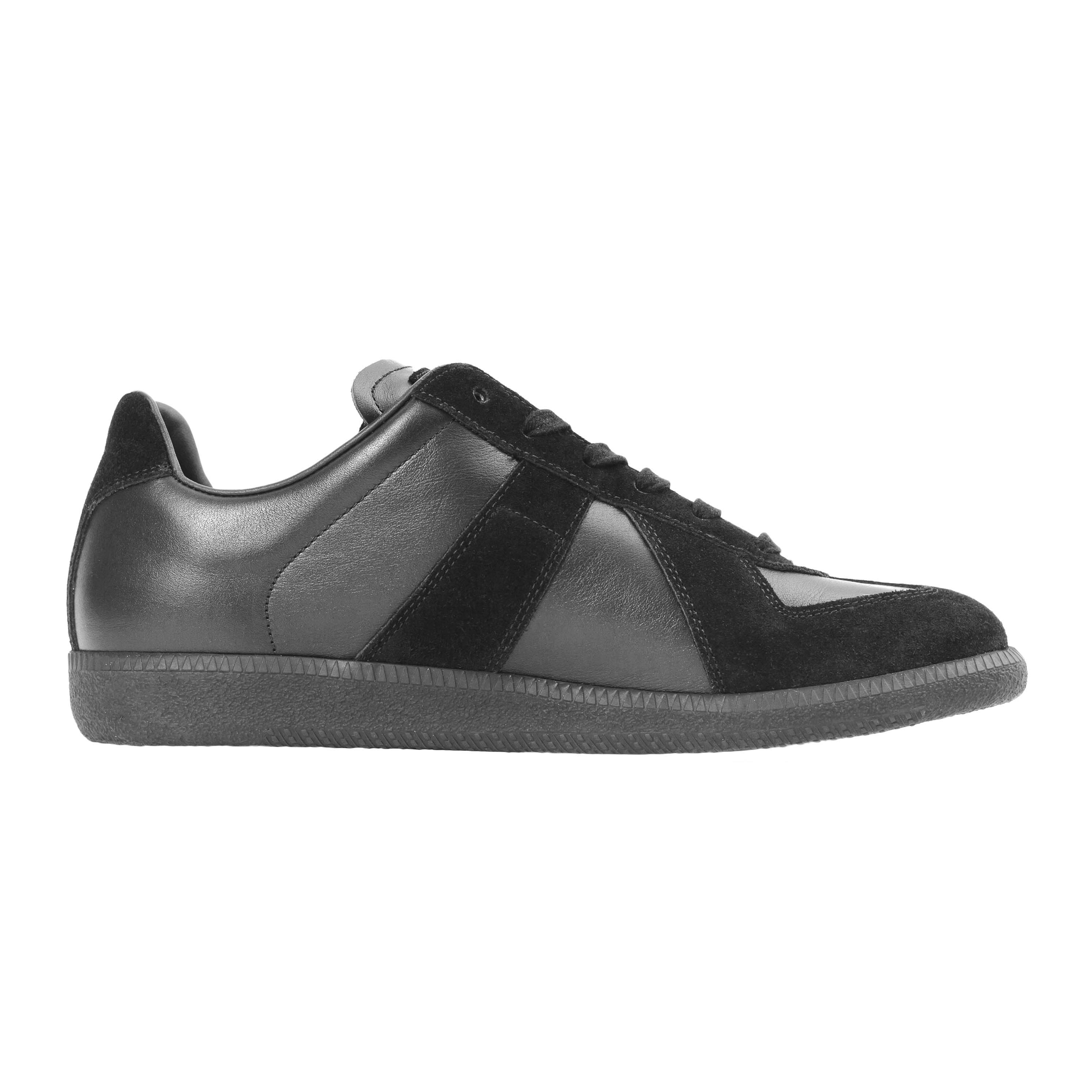 Buy Maison Margiela men black leather replica sneakers for $449 
