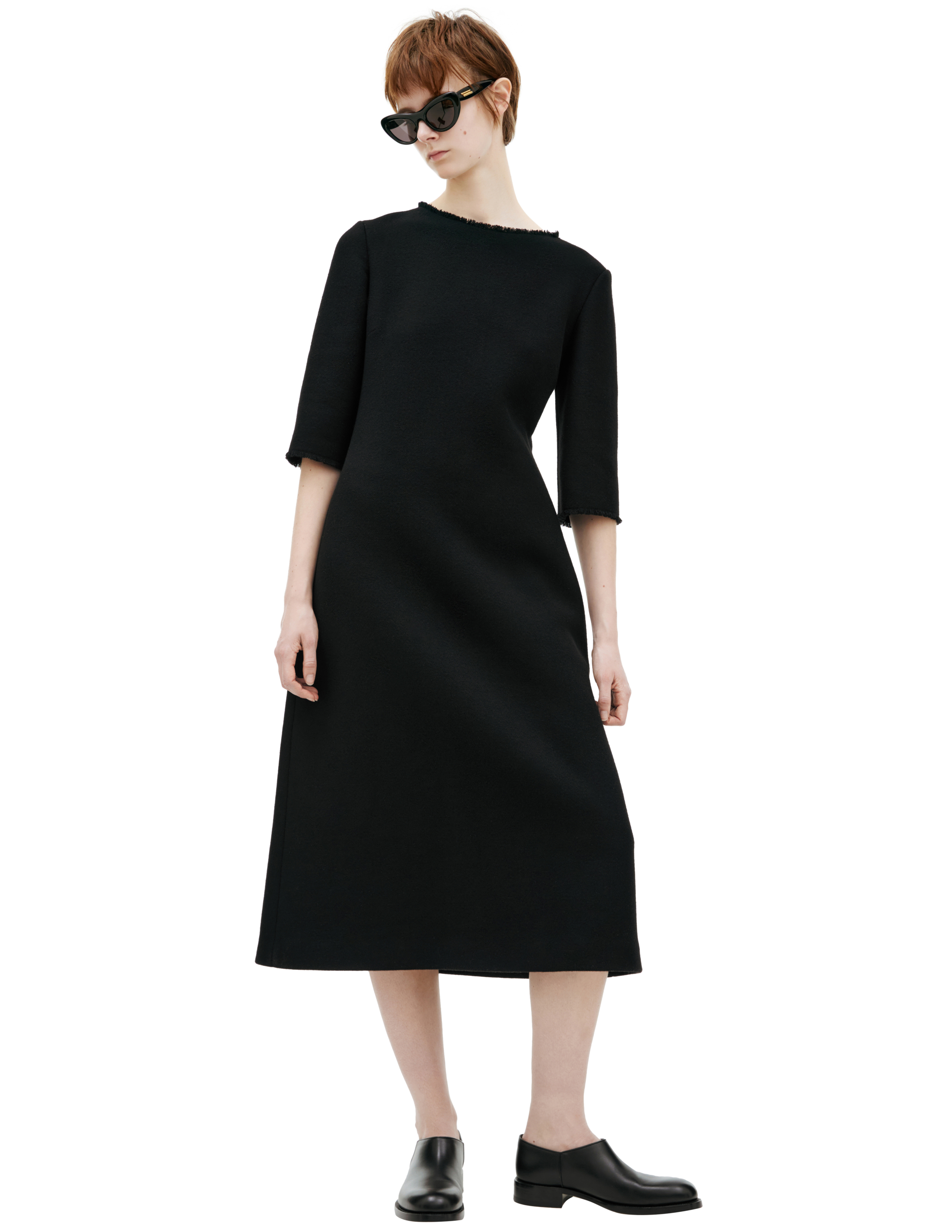 Shop The Row Dress With Raw Collar In Black