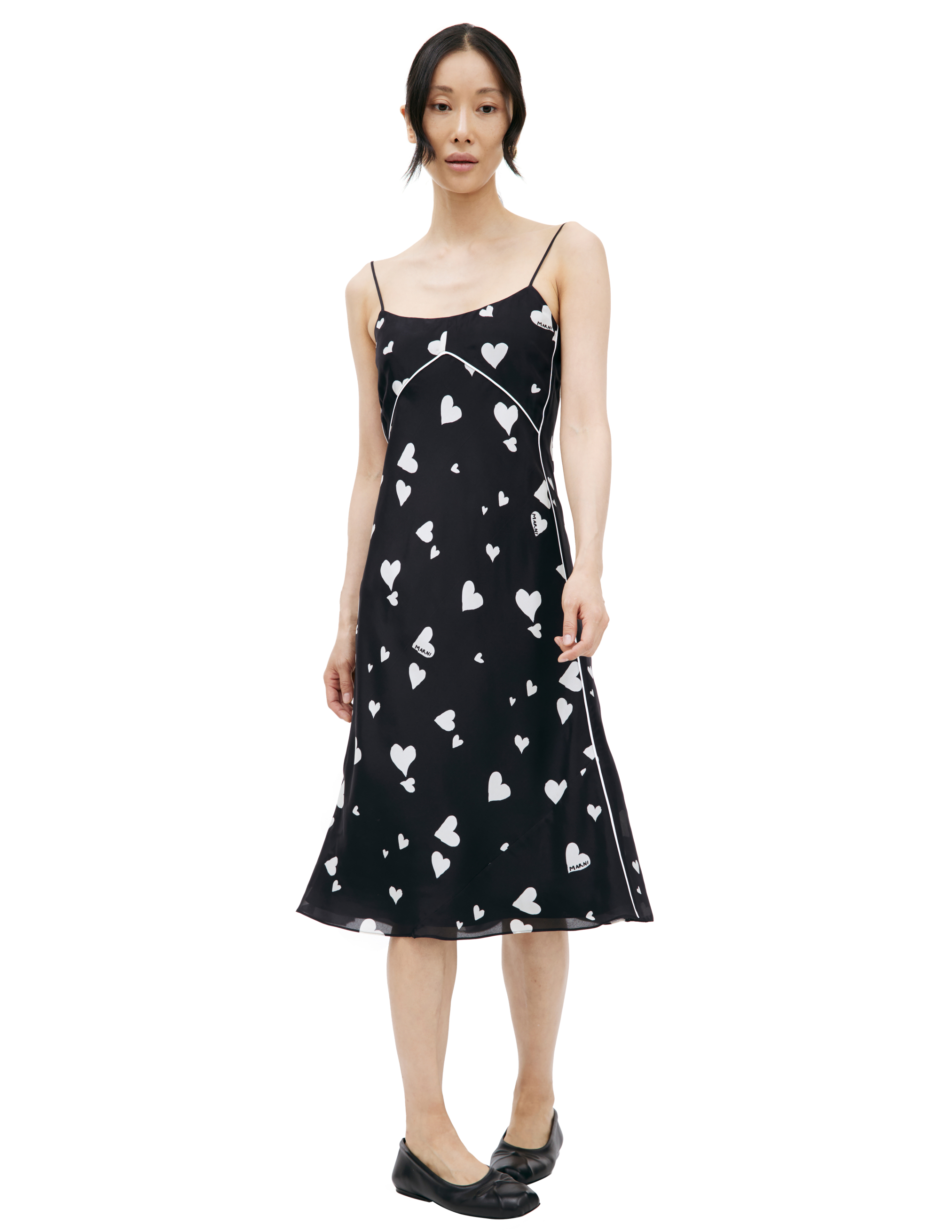 Shop Marni Silk Strappy Dress In Black