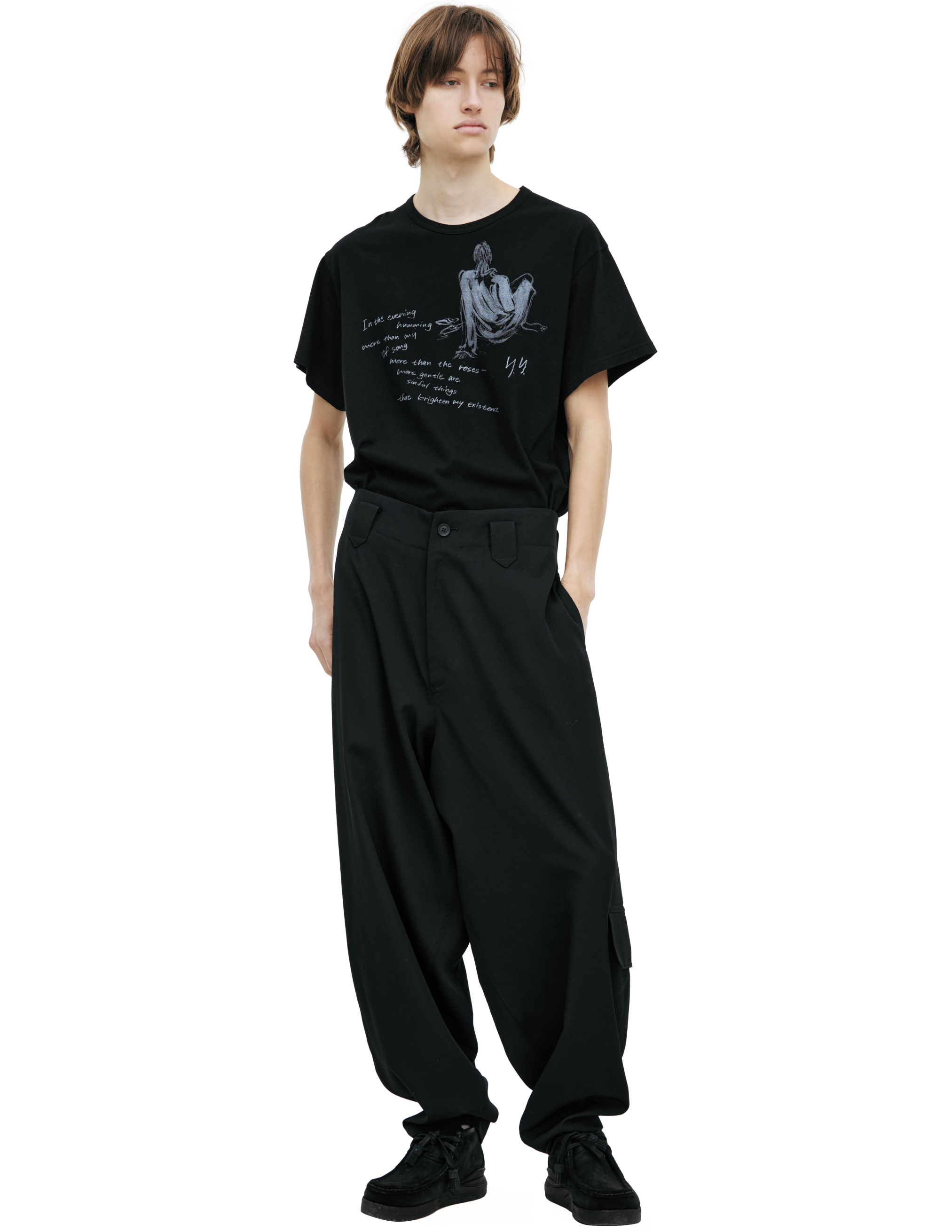 Yohji Yamamoto Black Wool Trousers In Black