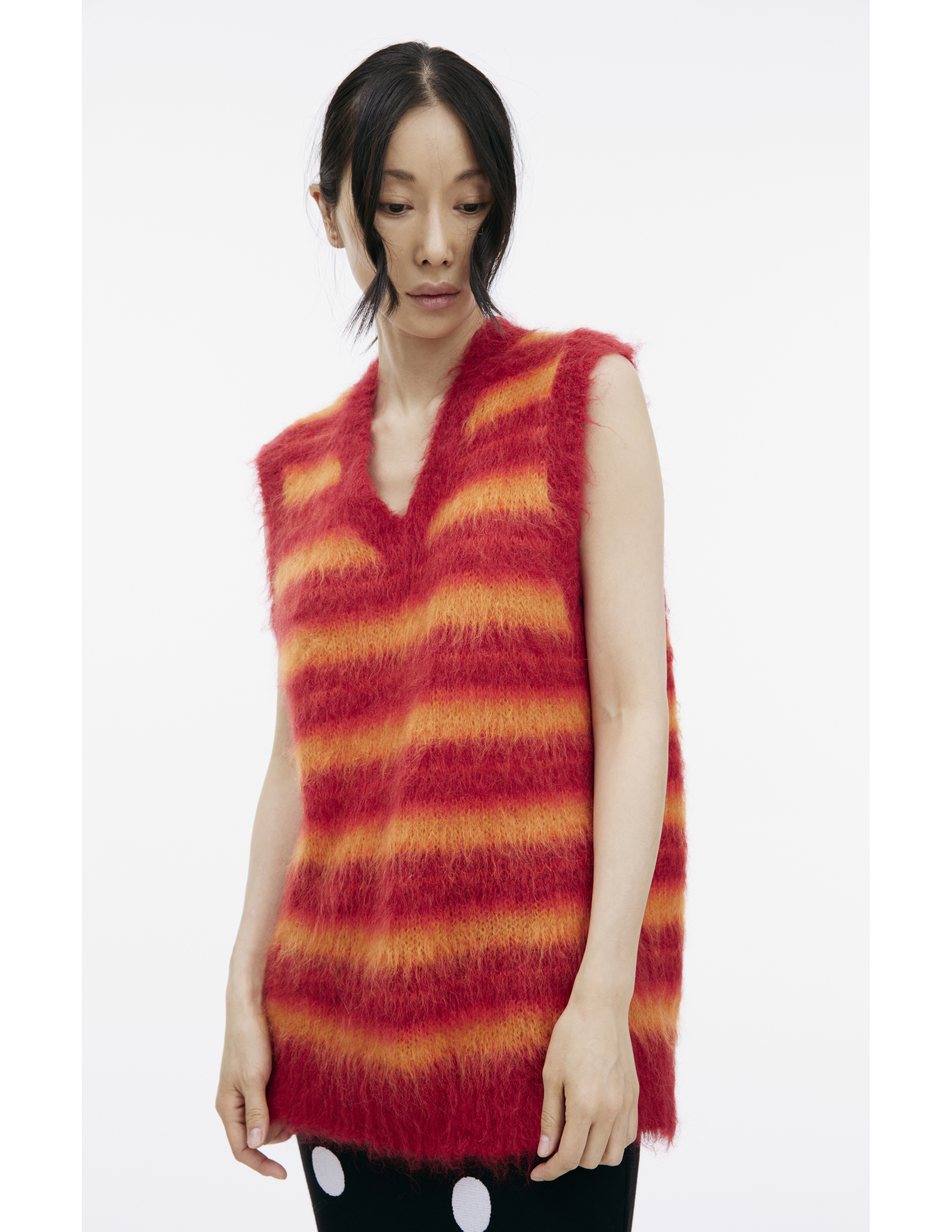 Shop Marni Oversize Striped Vest In Red