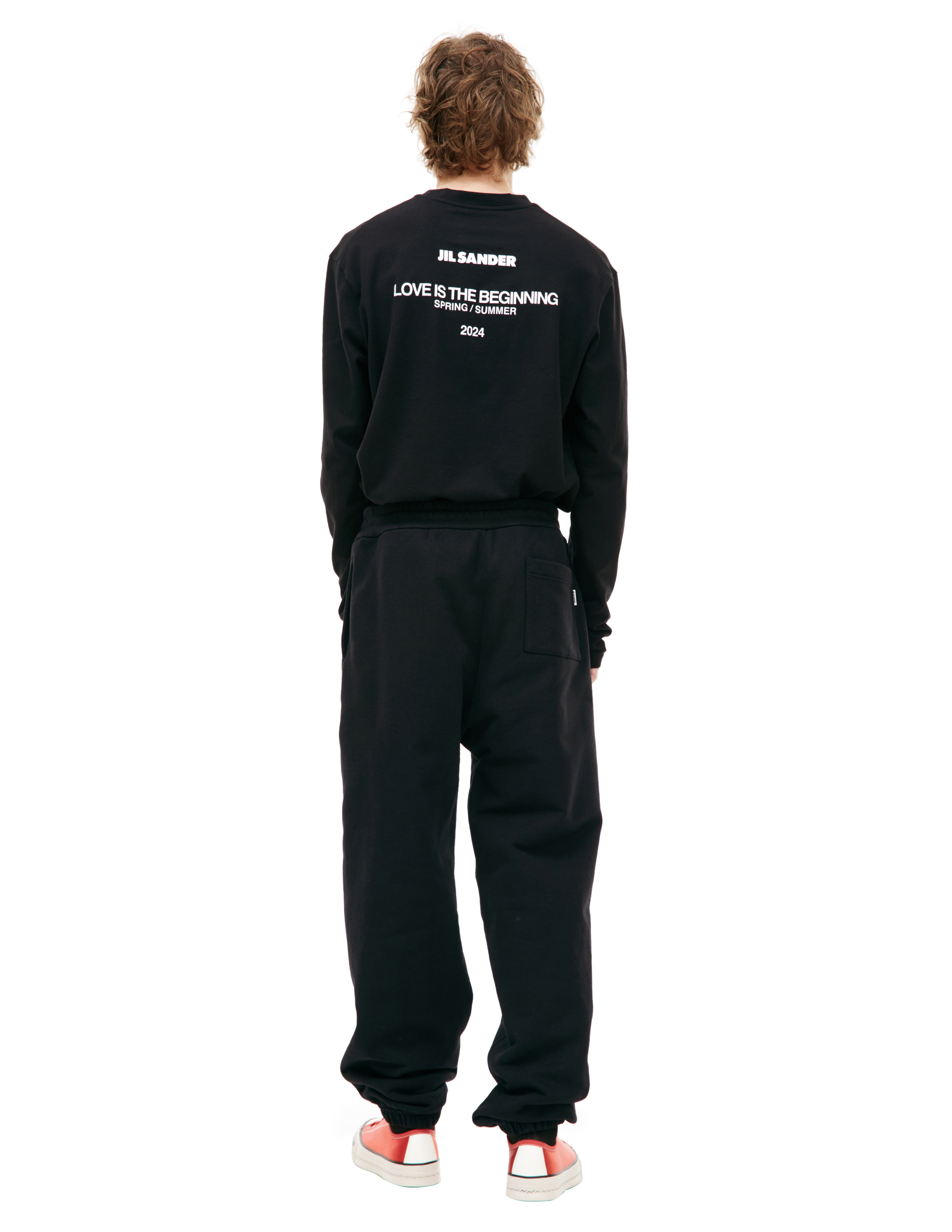 Shop Jil Sander Black Cotton Sweatpants