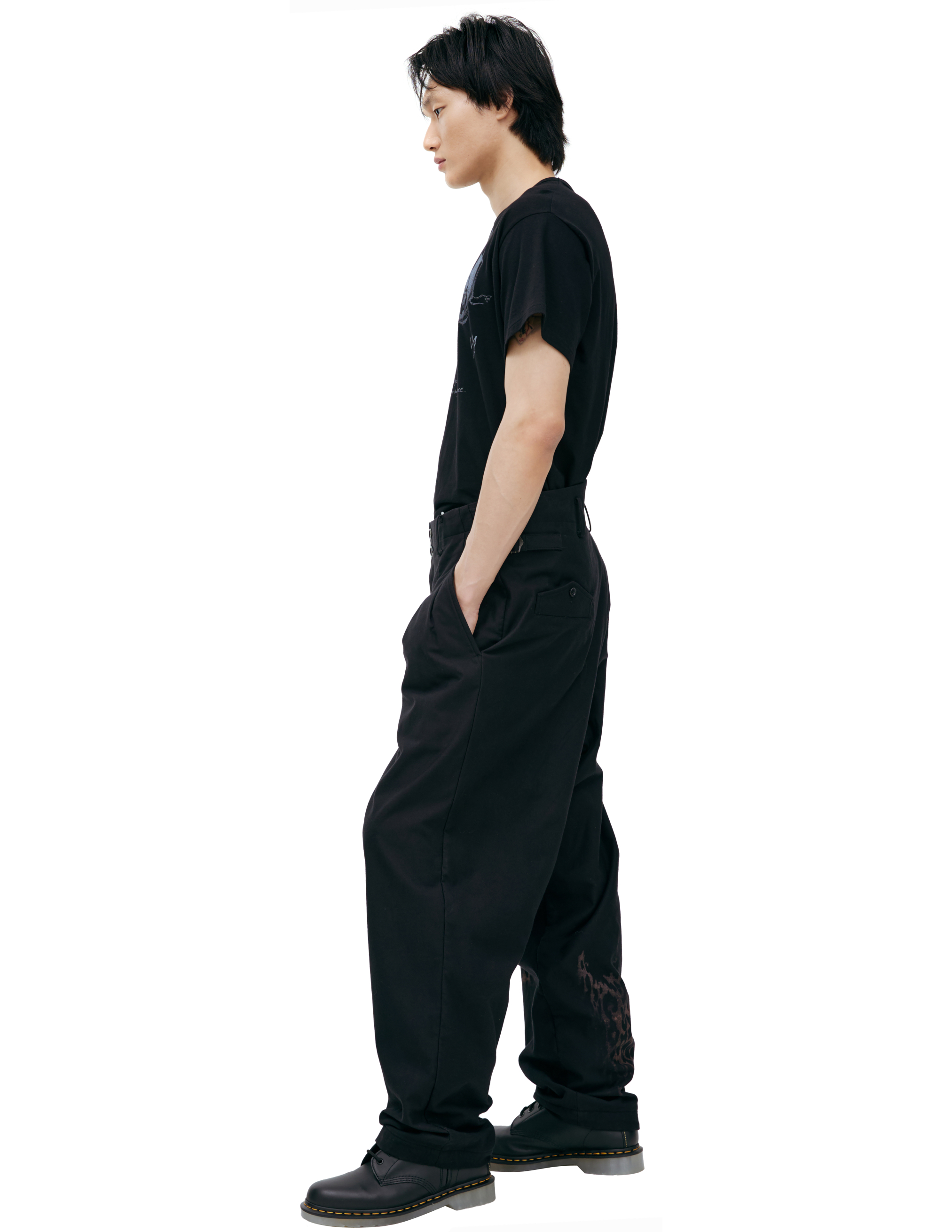 Yohji Yamamoto Animalistic Print Trousers In Black