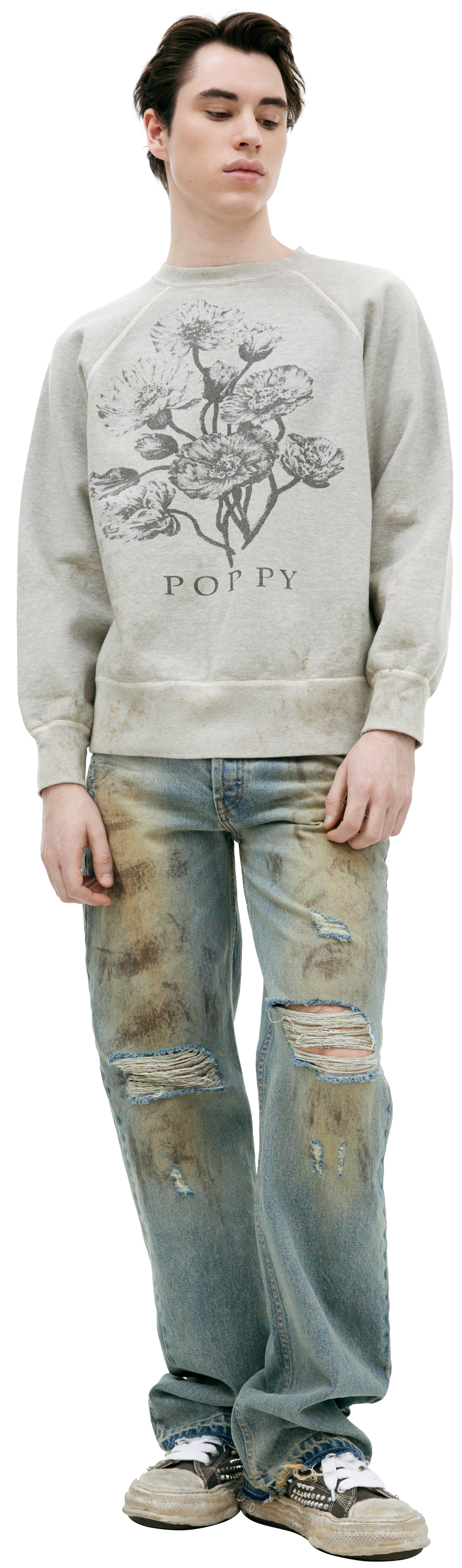 Buy Saint Mxxxxxx men grey 'poppy' print sweatshirt for $770