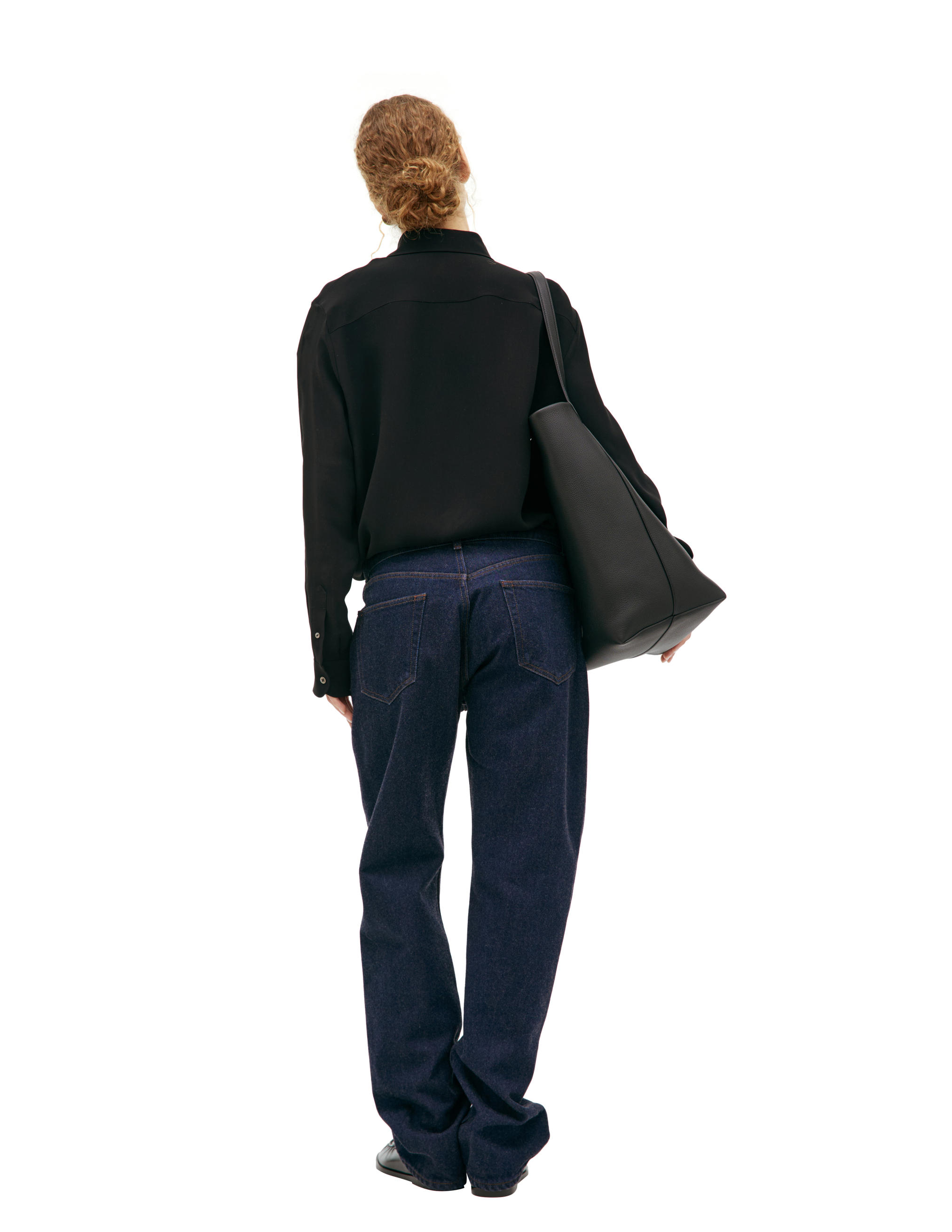 The Row Straight Wool Jeans In Navy Blue