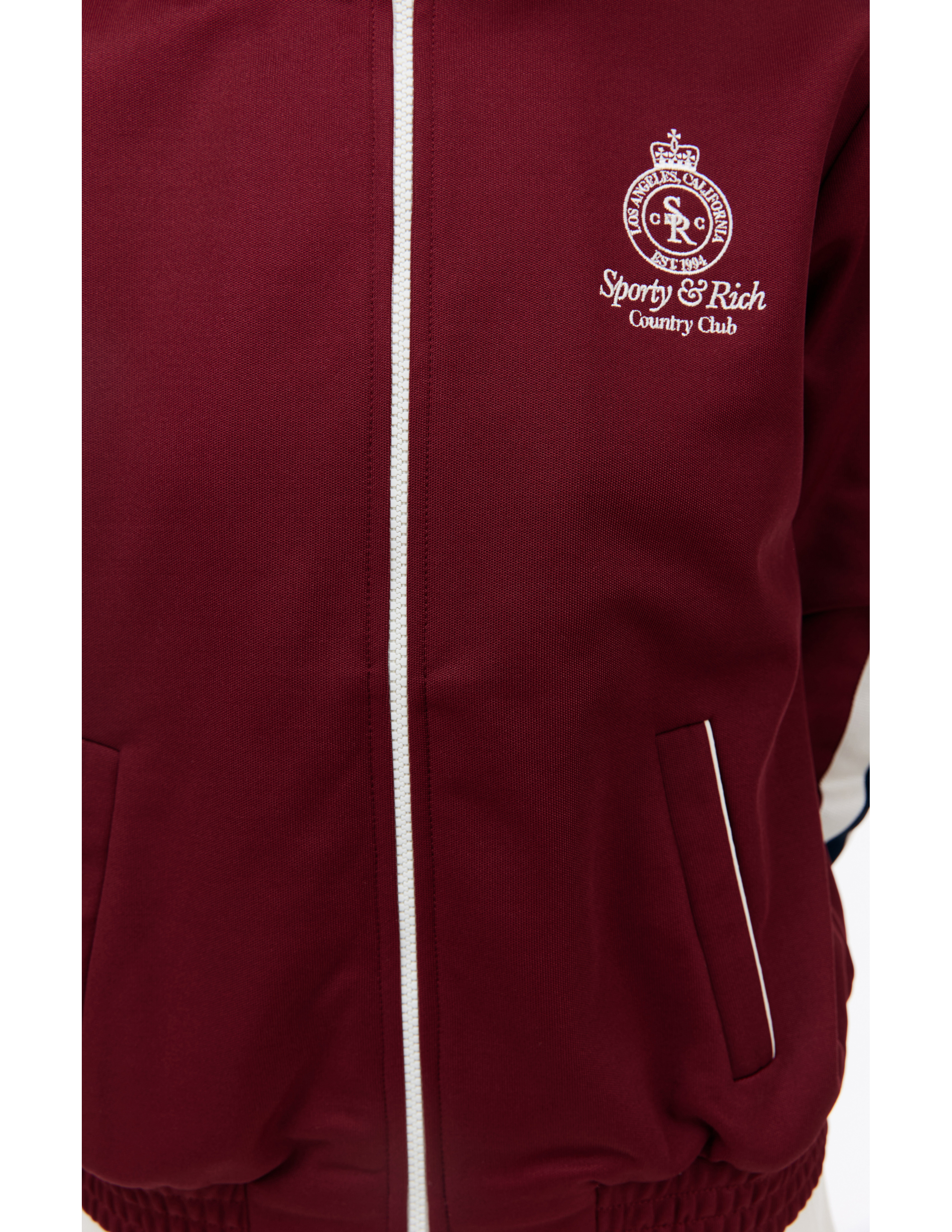 Shop Sporty And Rich Crown Track Jacket In Burgundy