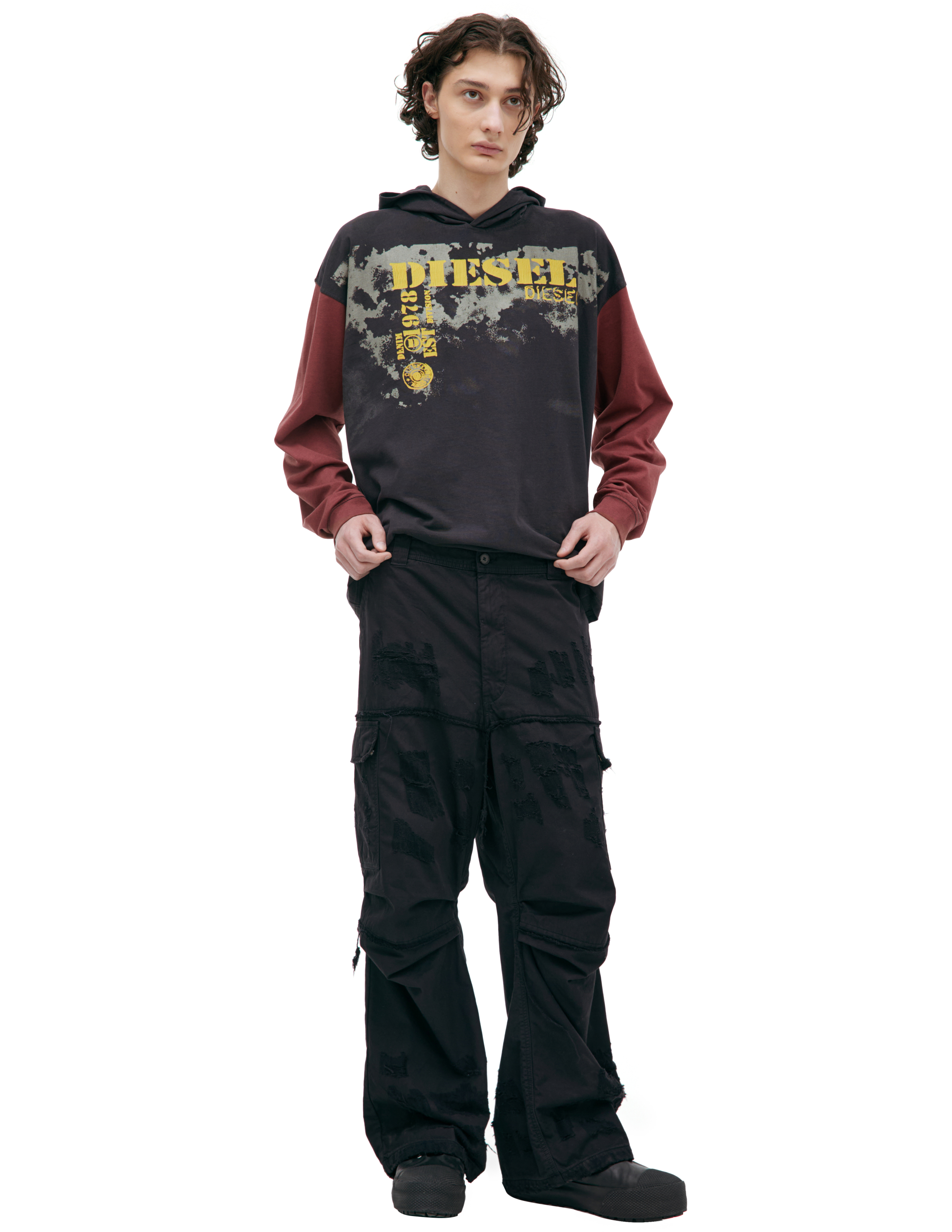 Diesel Ripped Kargo Trousers In Black