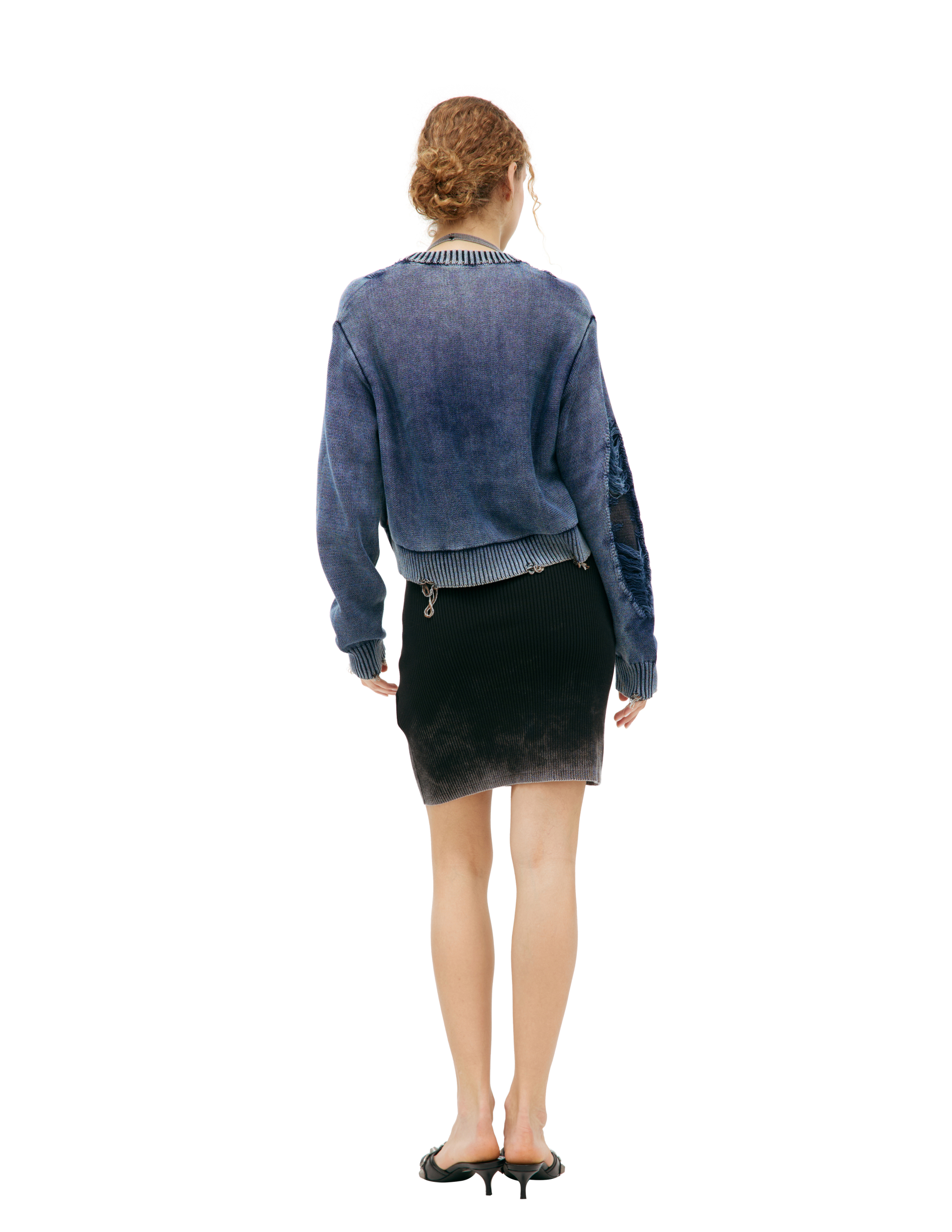 Diesel Destroyed Jumper With Floating Yarn Logo In Blue