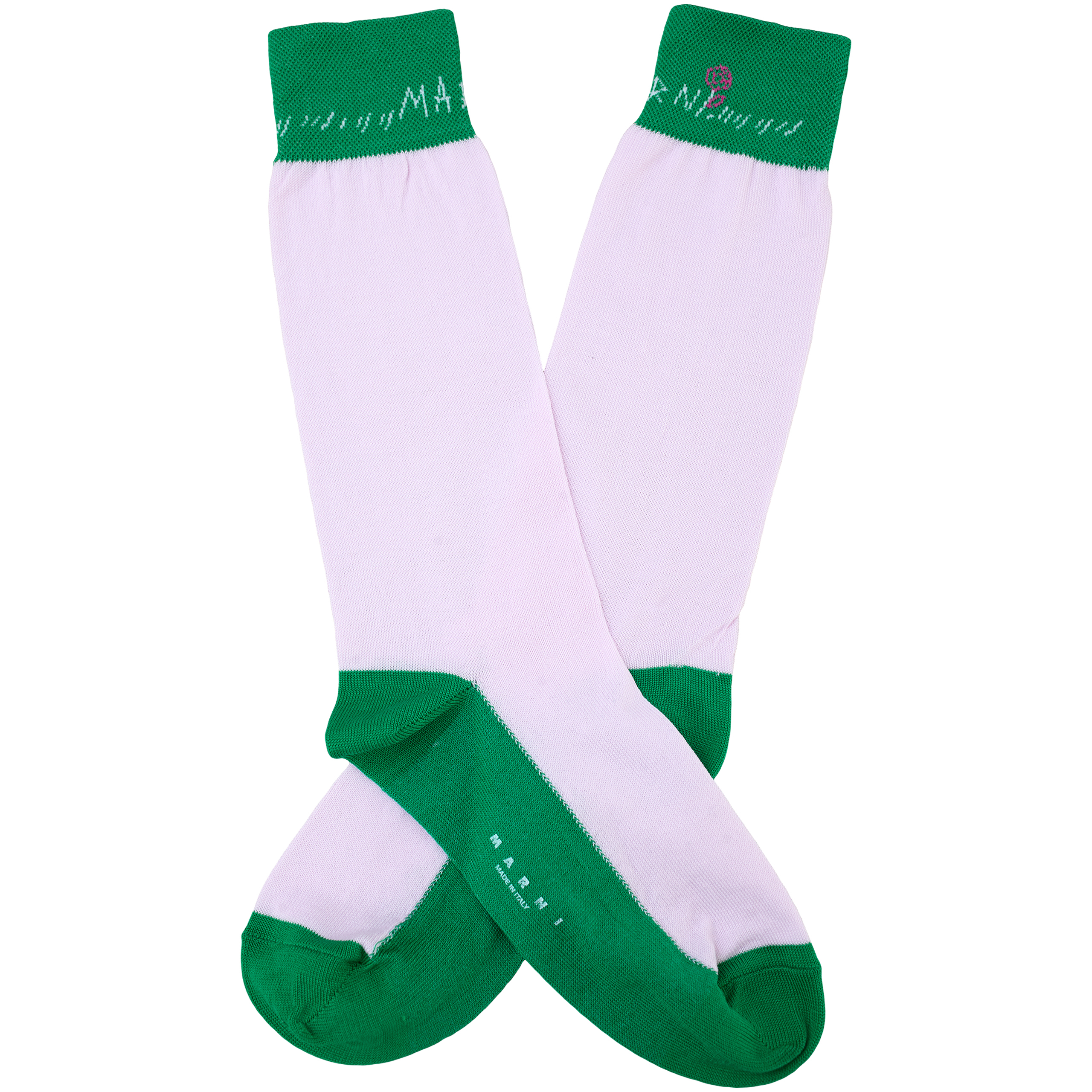 Shop Marni Two-color Logo Socks In Multicolor