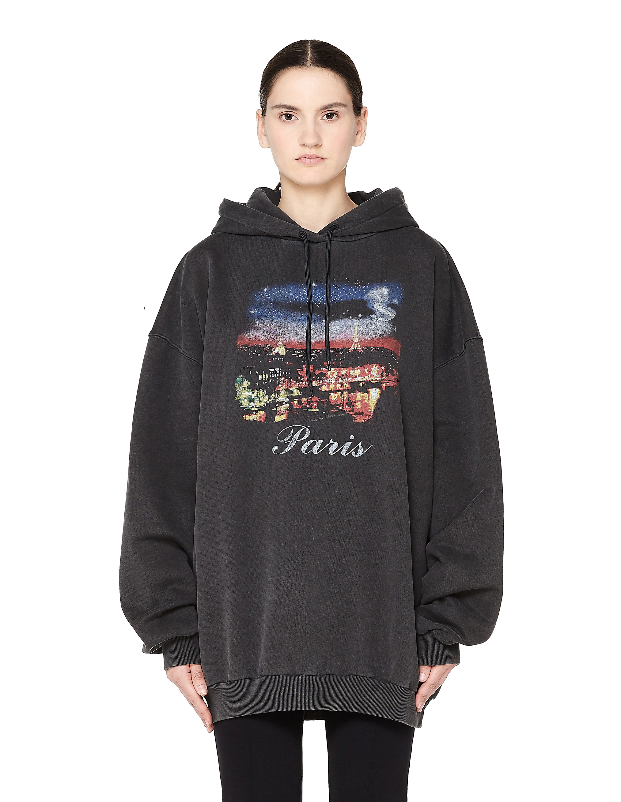 Buy Balenciaga women grey paris oversized washed cotton