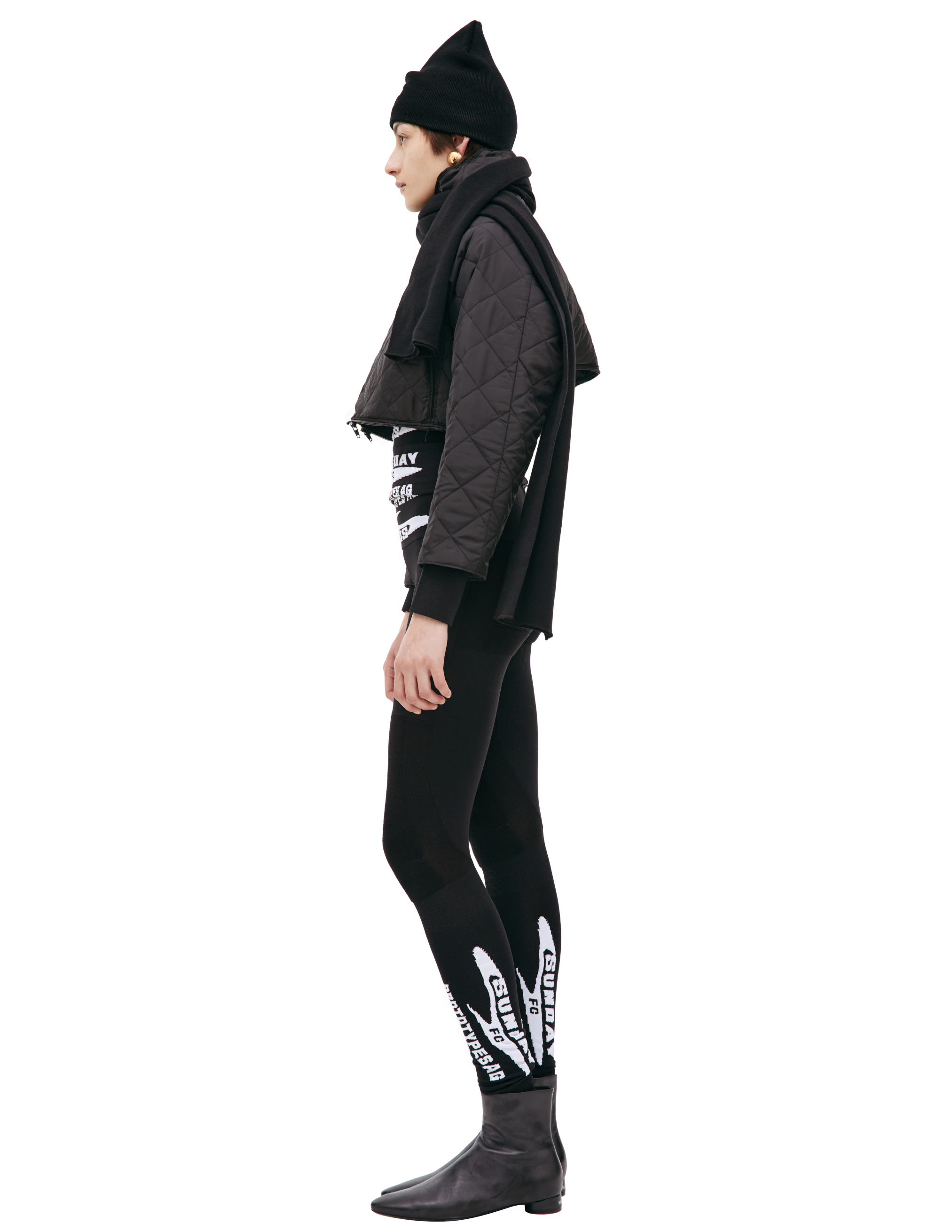 Prototypes Jacket With A Sewn-in Scarf In Black