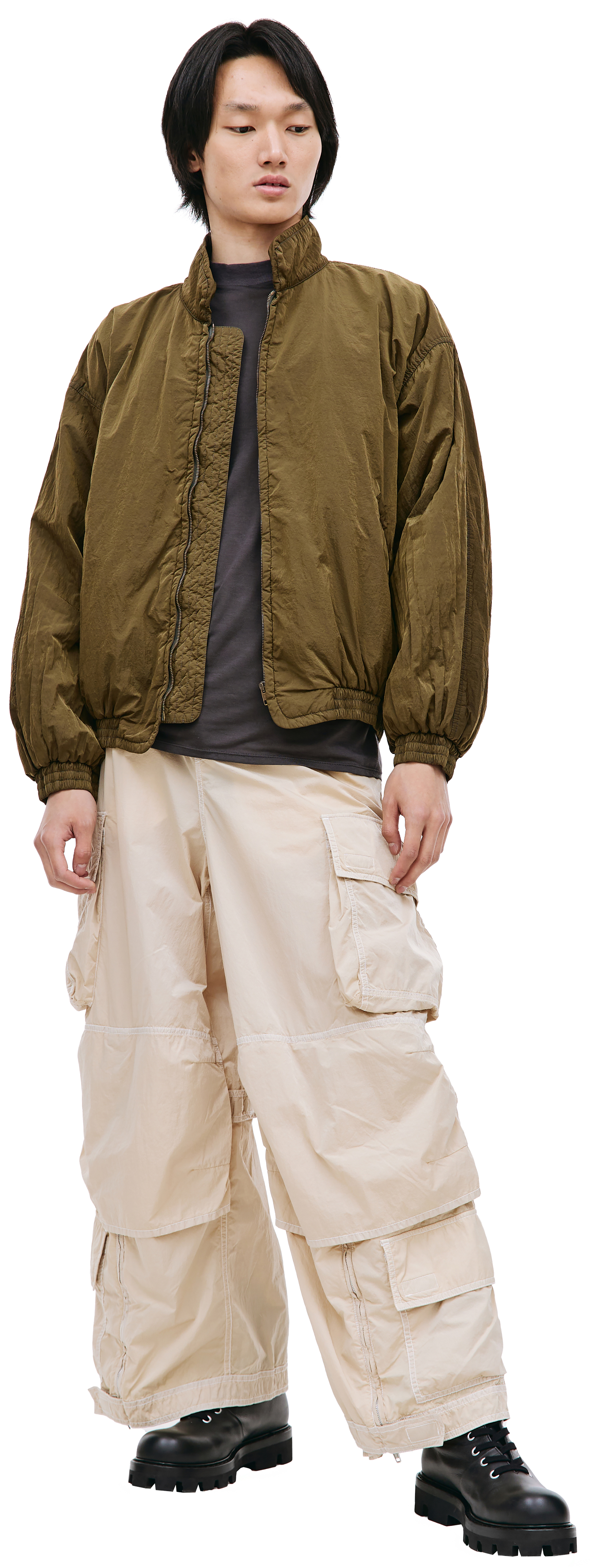Buy Hed Mayner men khaki zipped bomber jacket for €930 online