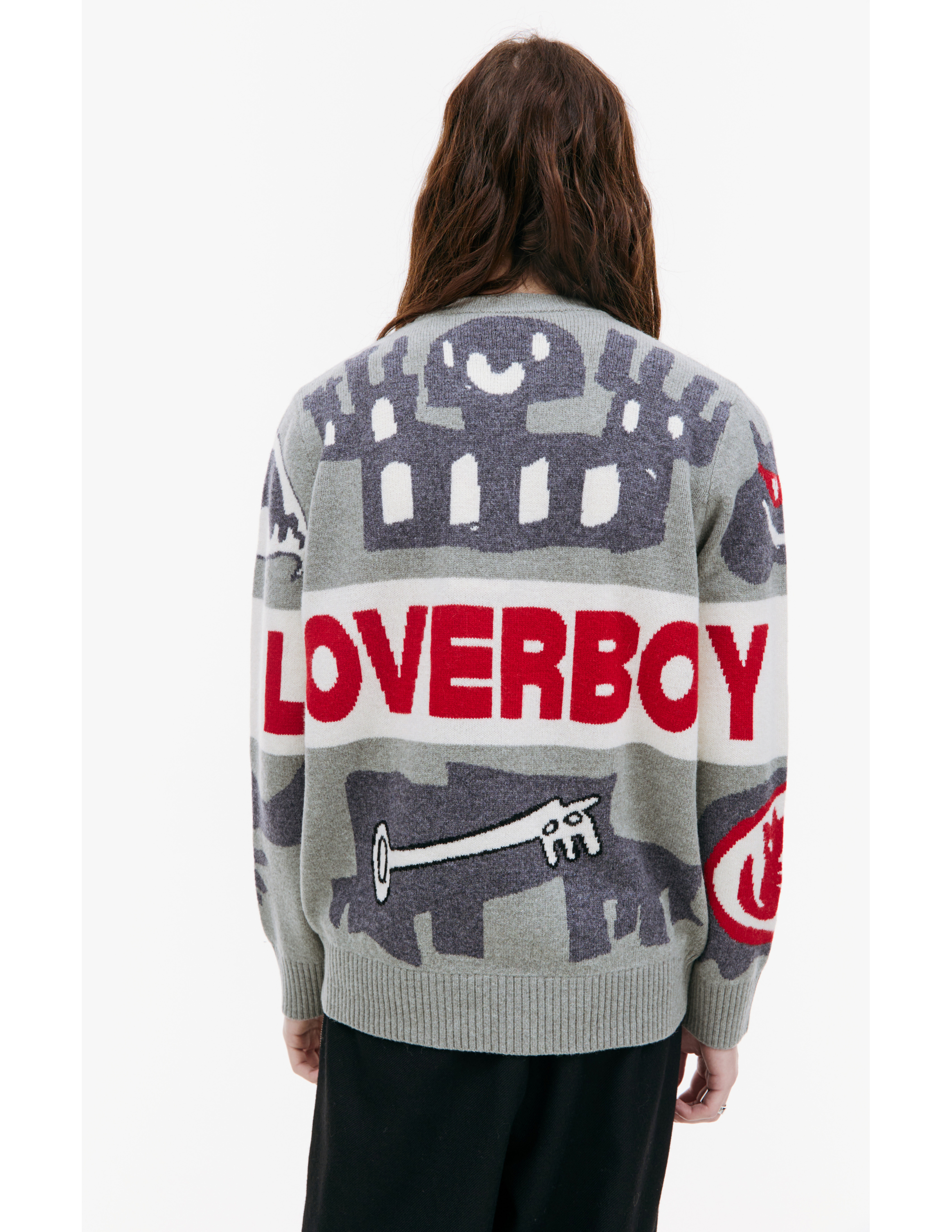 Shop Charles Jeffrey Loverboy Loverboy Logo Sweater In Grey