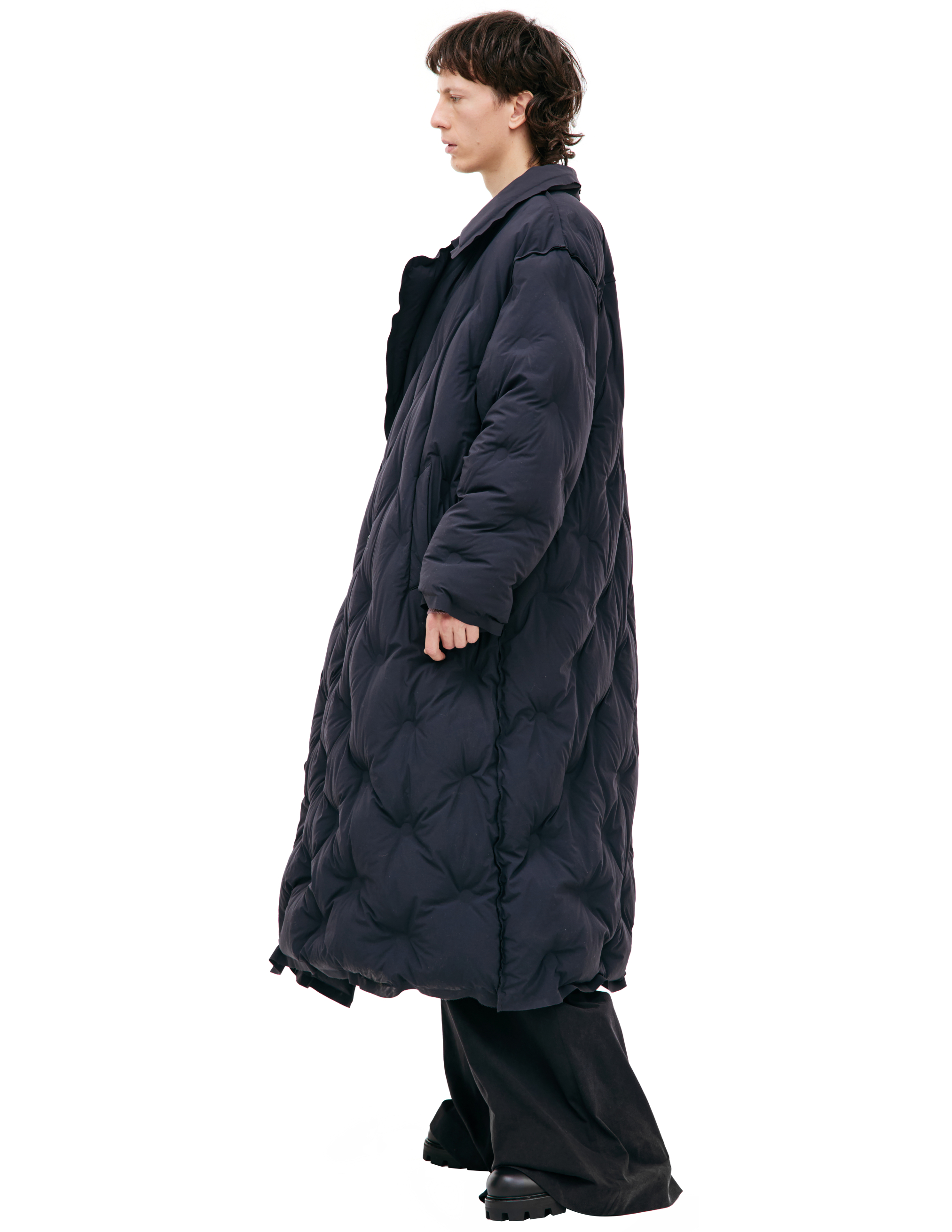 Shop Maison Margiela Glam Slam Quilted Coat In Navy Blue