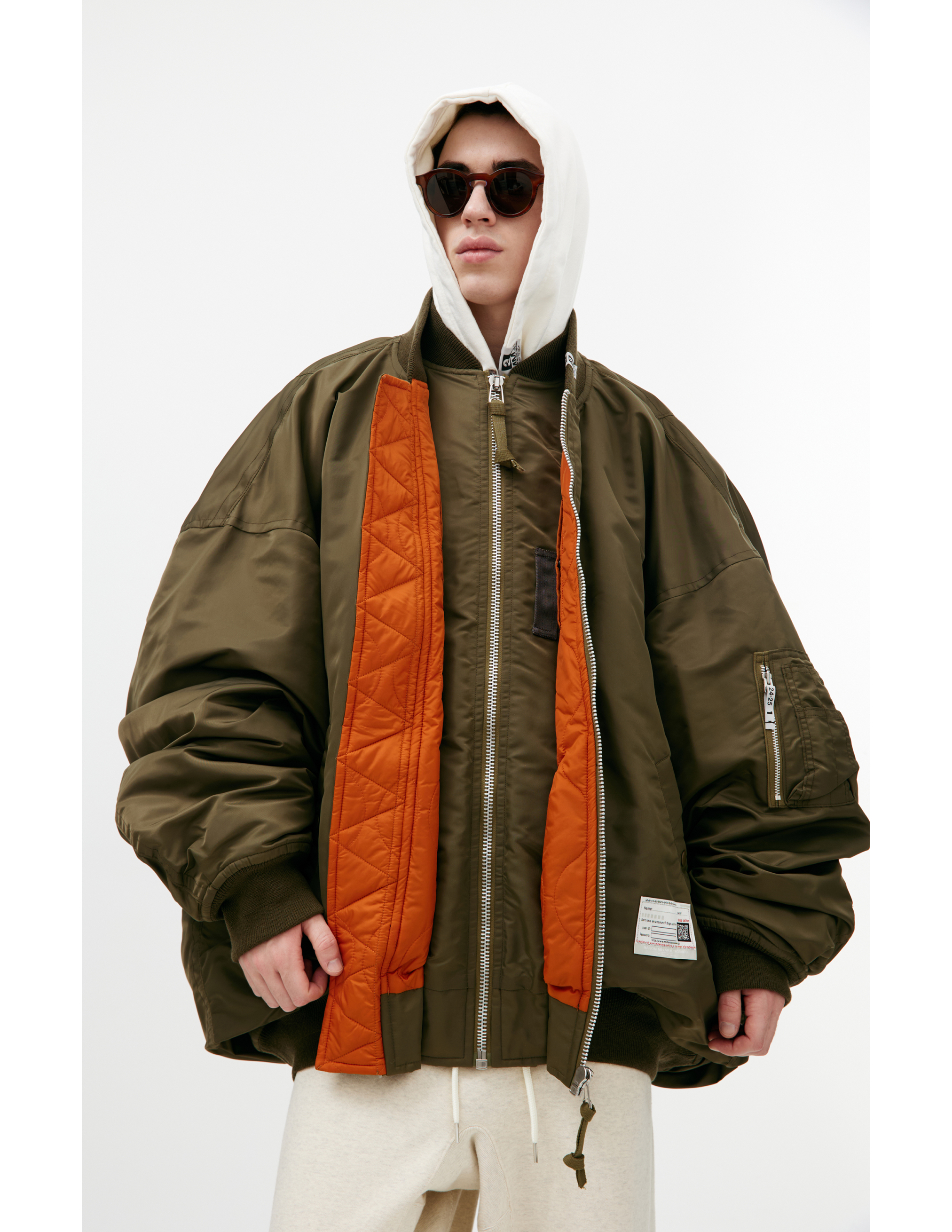 Miharayasuhiro Two-way Zippered Bomber In Khaki