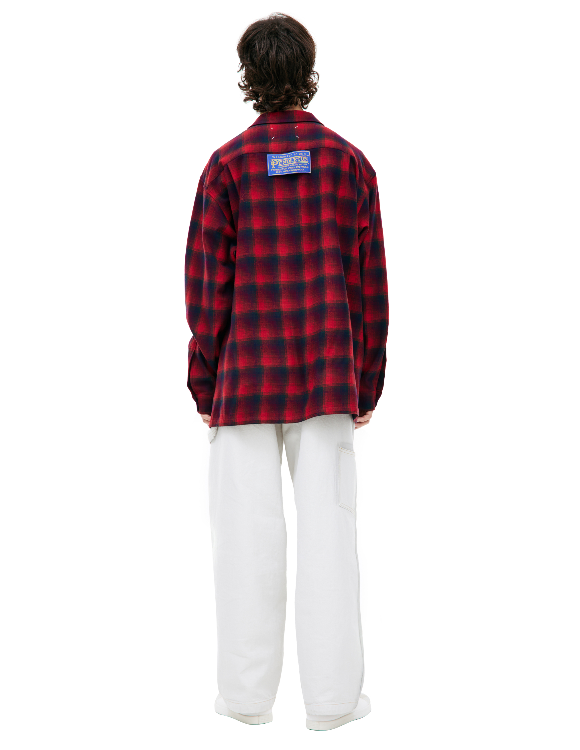 Shop Maison Margiela Wool Plaid Shirt In Red