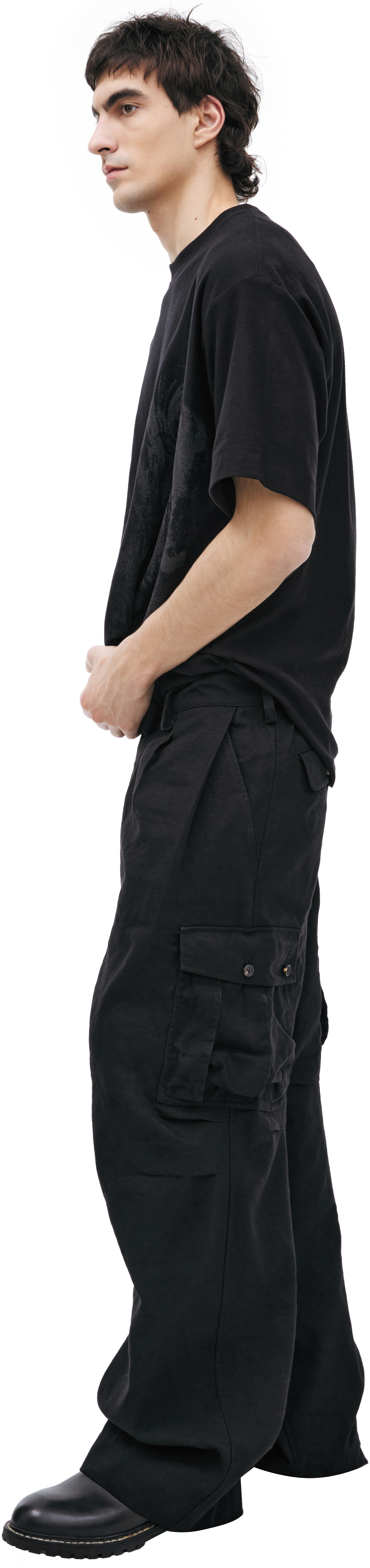 Buy Ziggy Chen men black cargo trousers for $1,025 online on SV77 