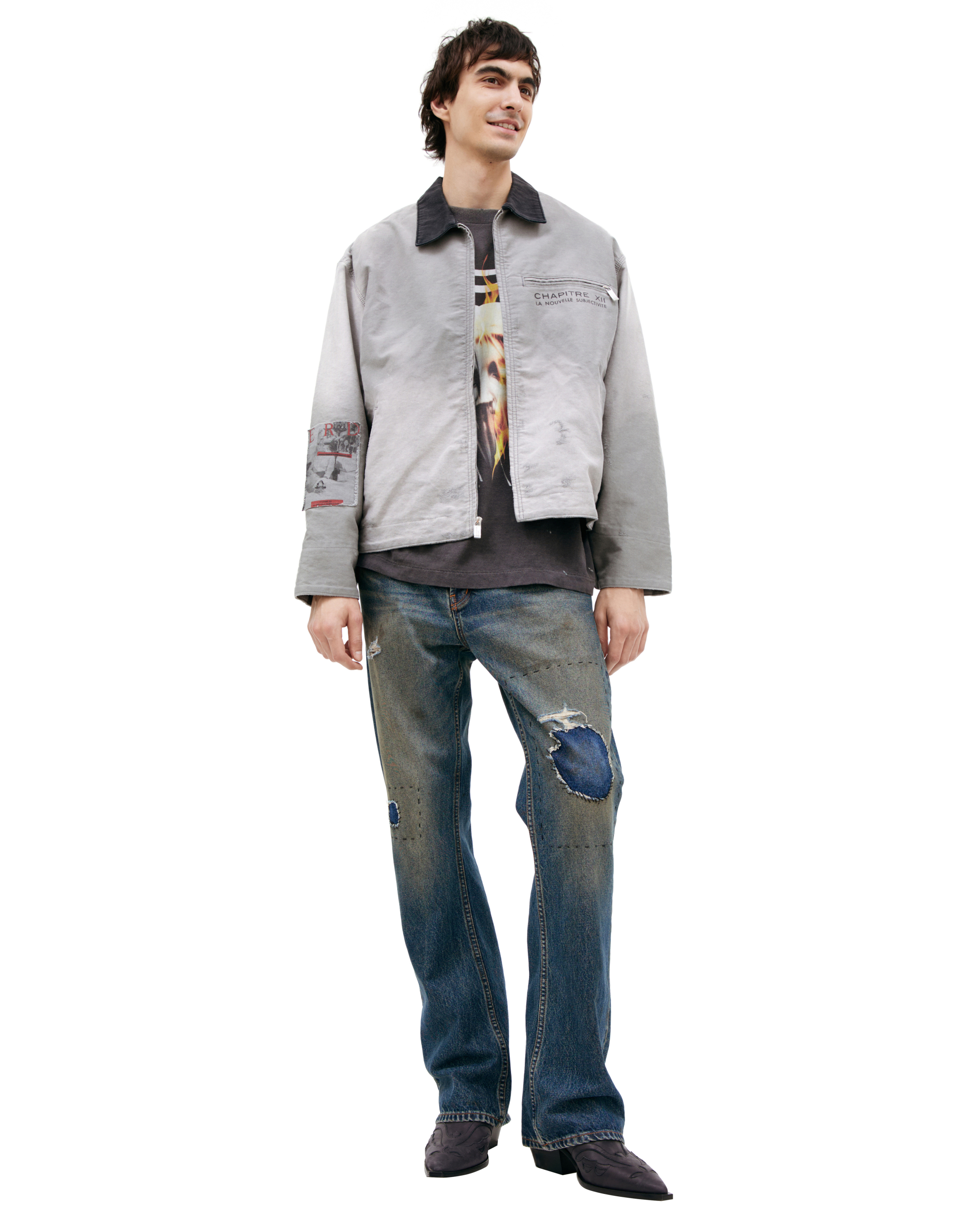 Enfants Riches Deprimes Grey Jacket With Patches In Gray