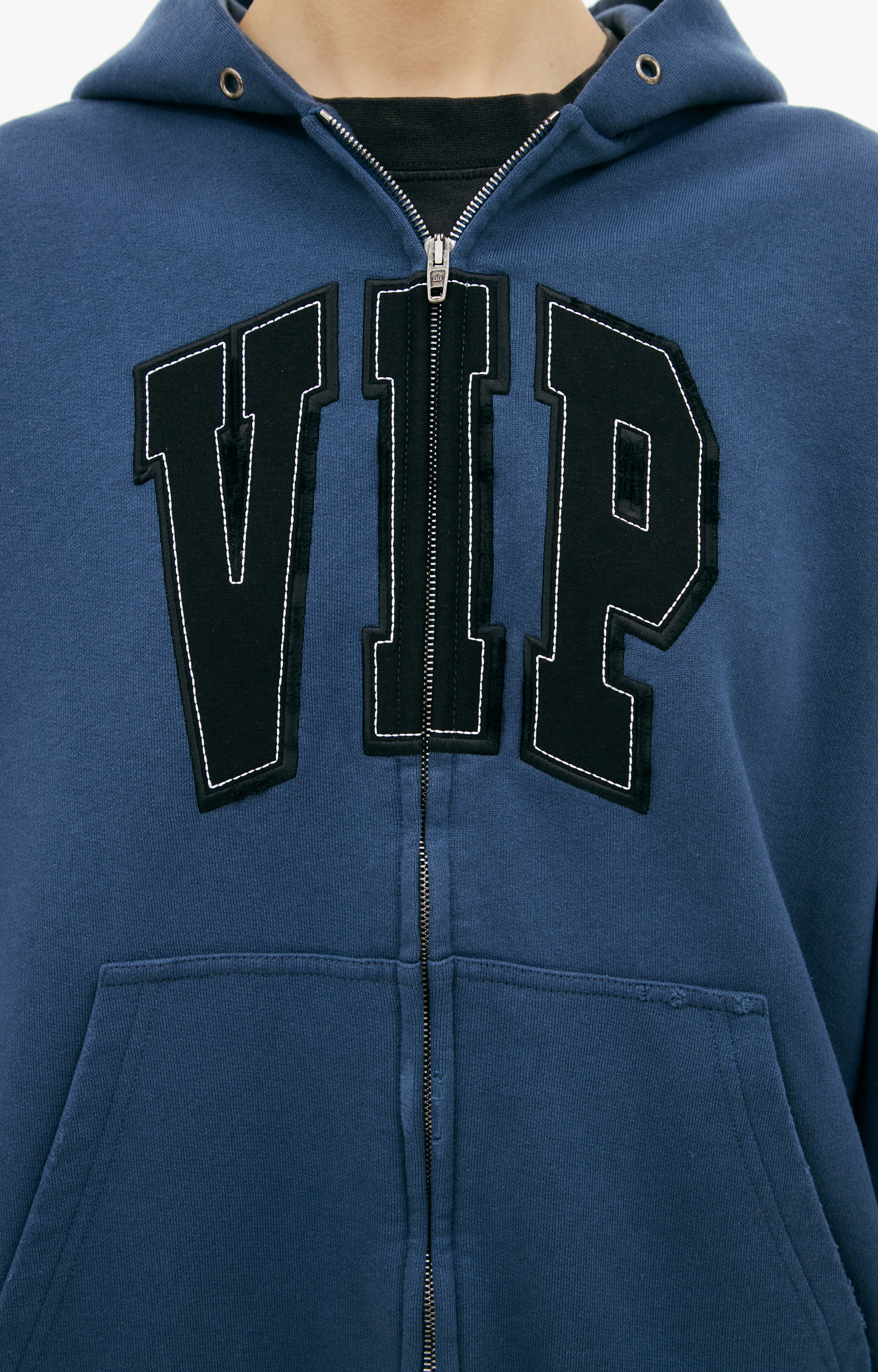 Buy Balenciaga men blue 'vip' zip-up hoodie for $1,575 online on