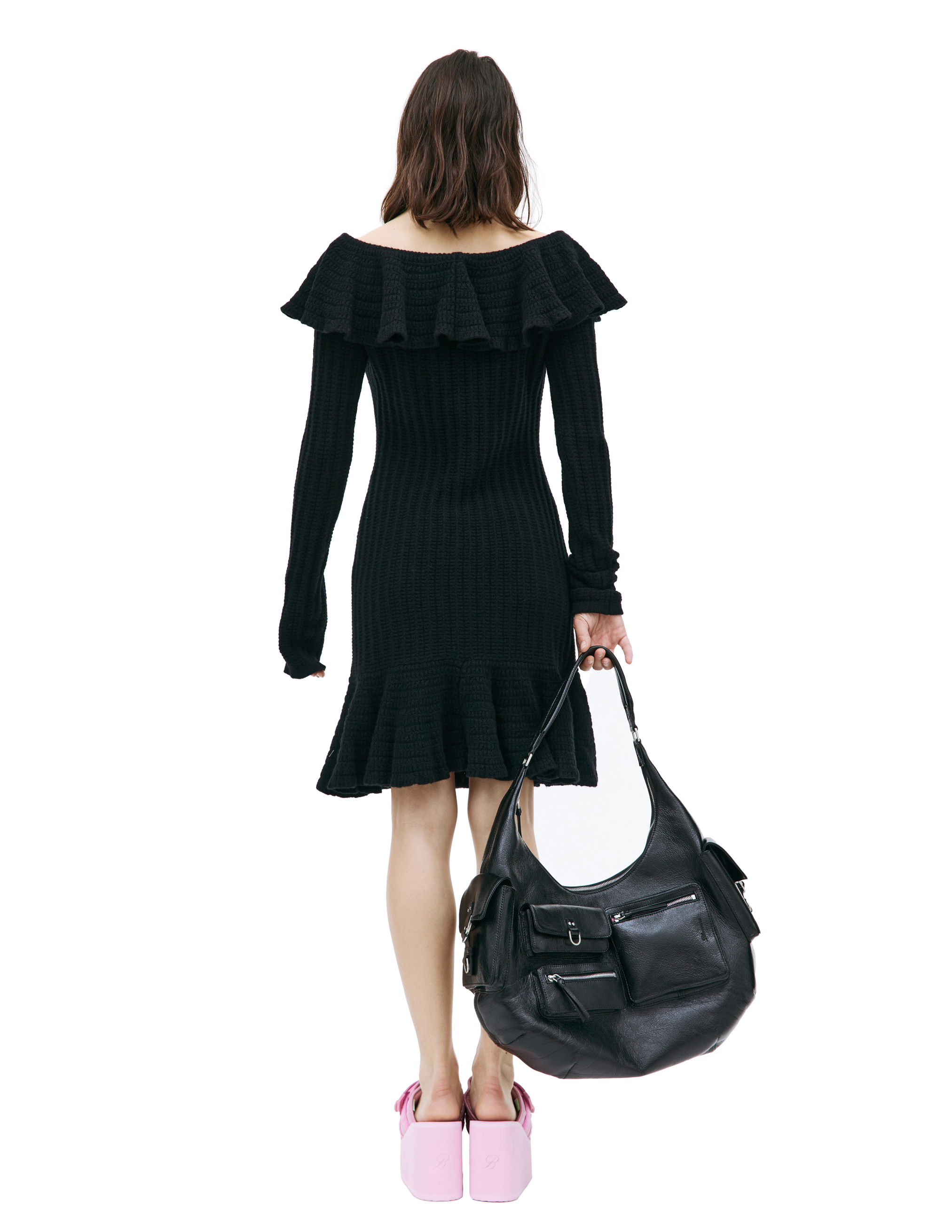 Shop Blumarine Wool Midi Dress In Black