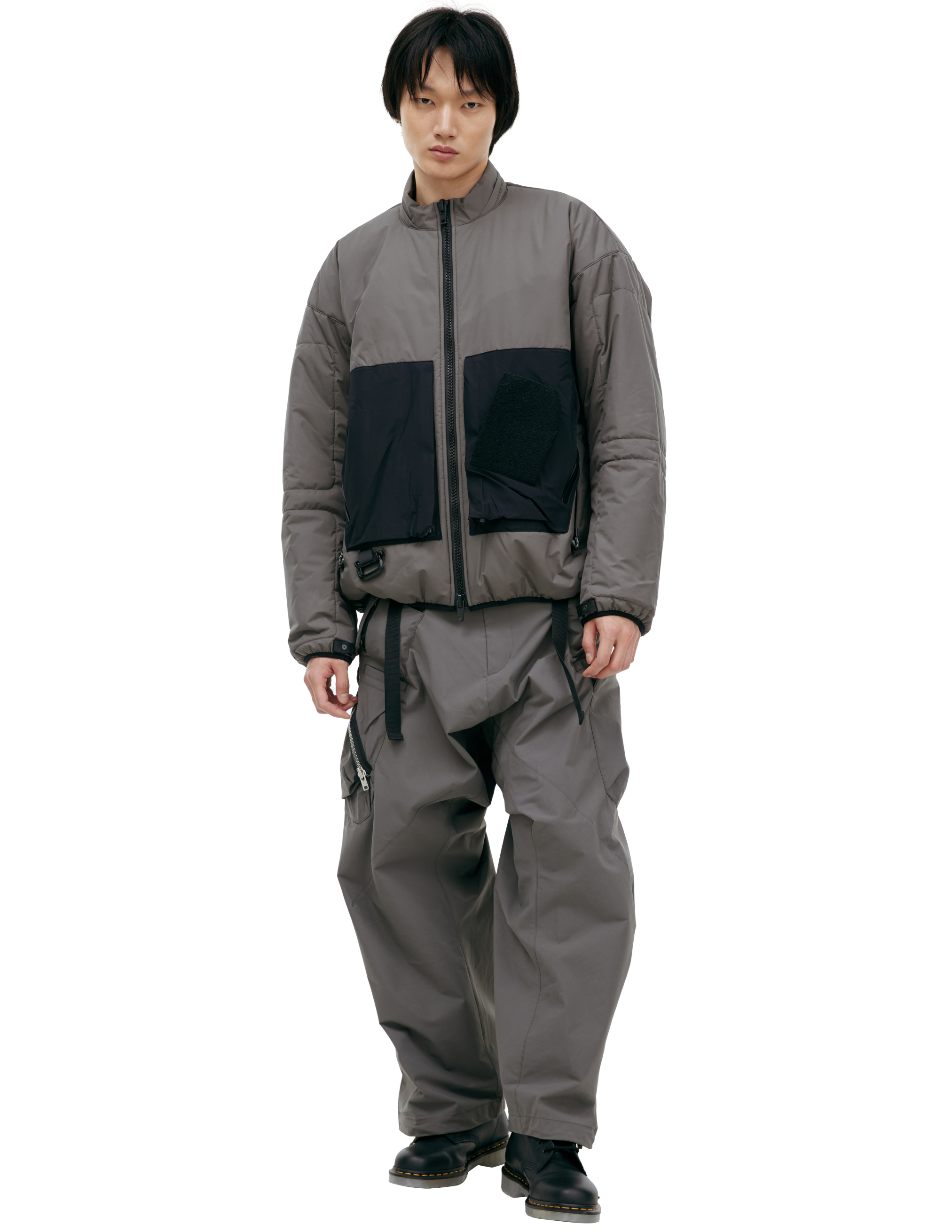 Acronym Grey Jacket With Patch Pockets In Grey