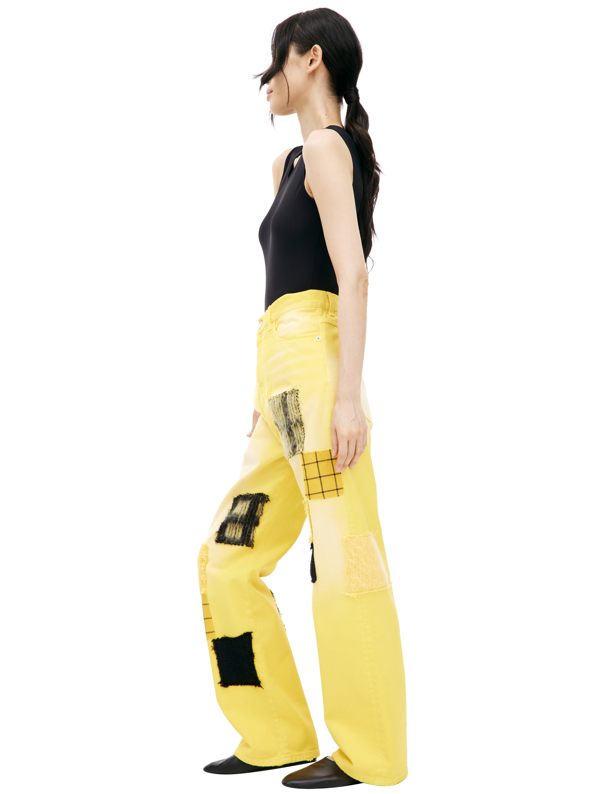 Shop Marni Yellow Jeans With Patches