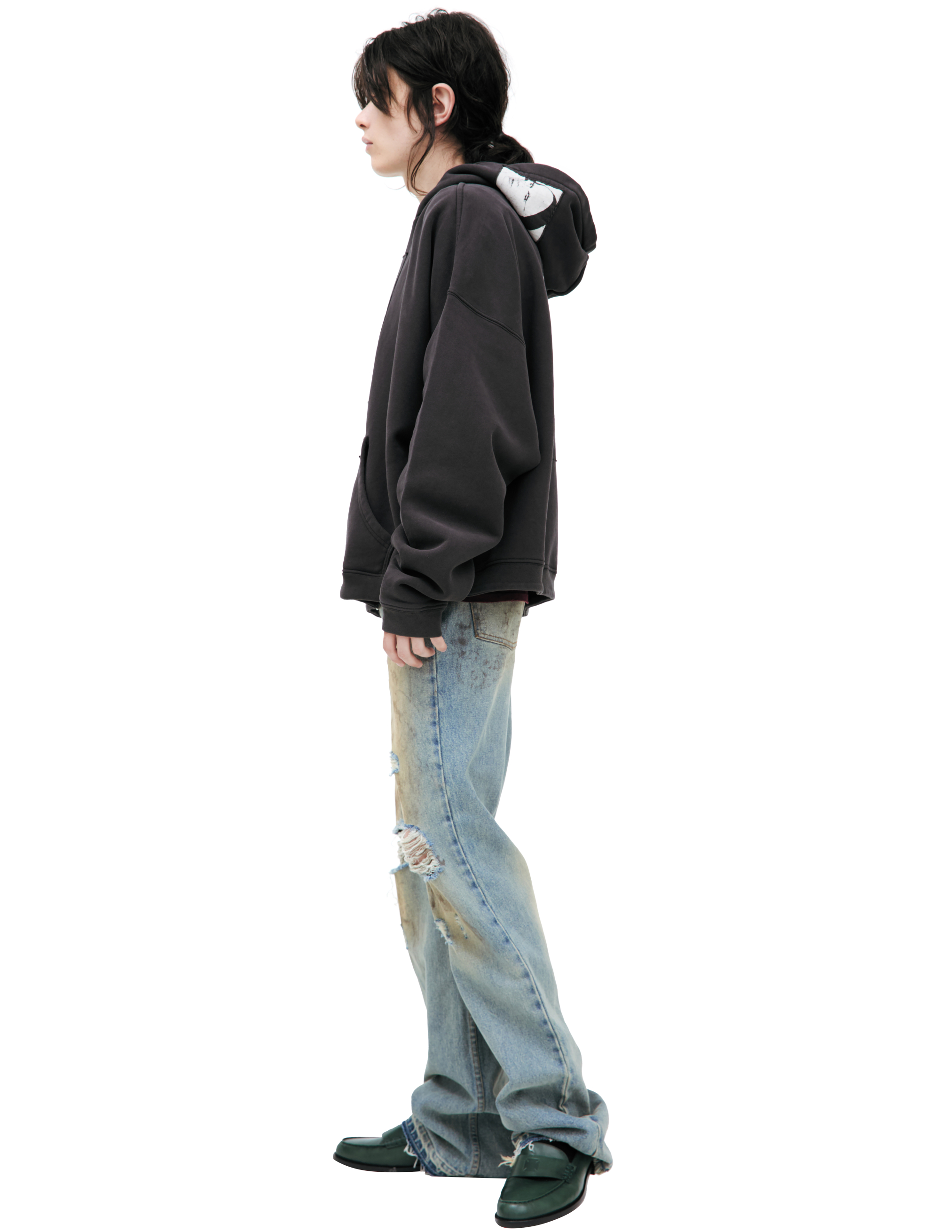 Enfants Riches Deprimes Black Hoodie With Patches In Gray