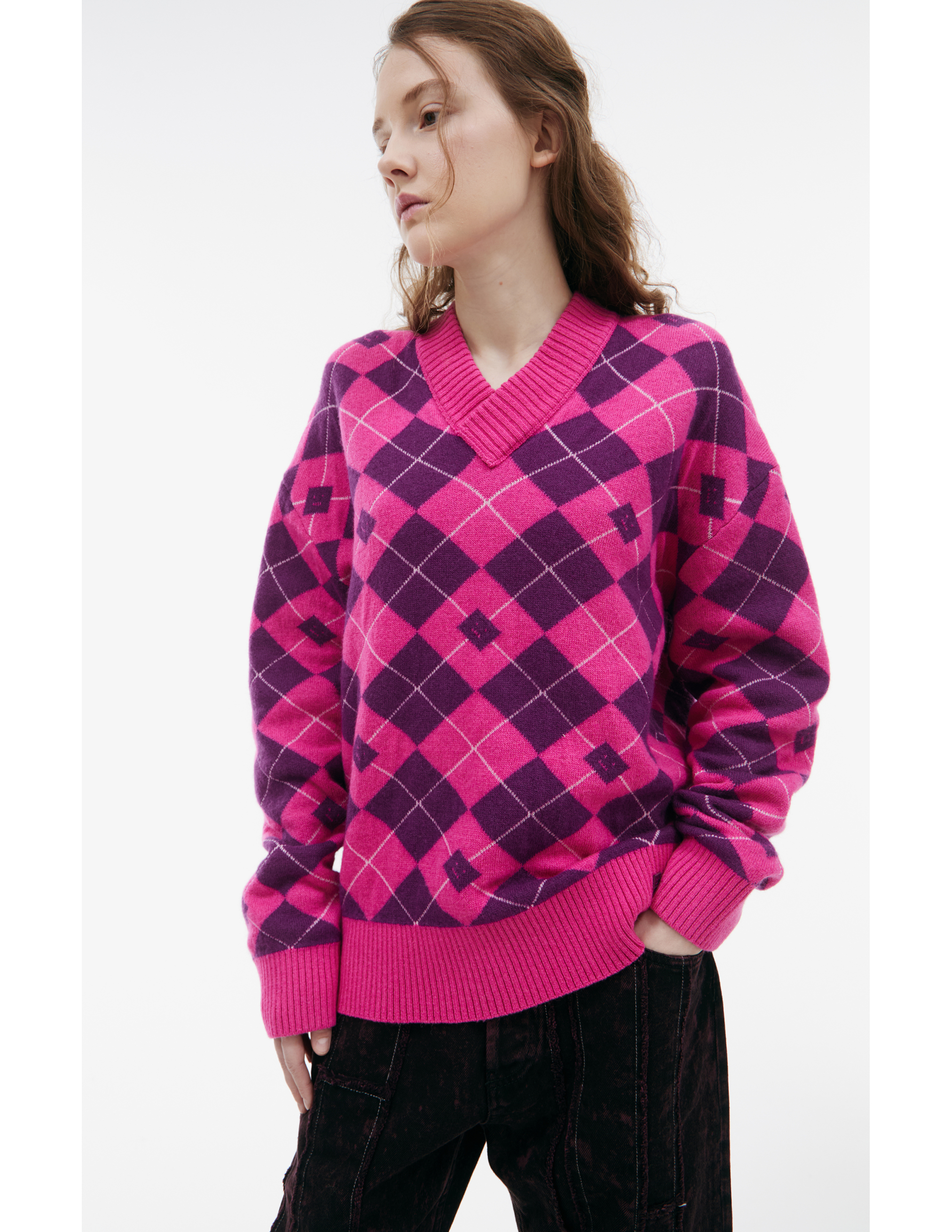 Acne Studios Monoprint Wool Sweater In Pink